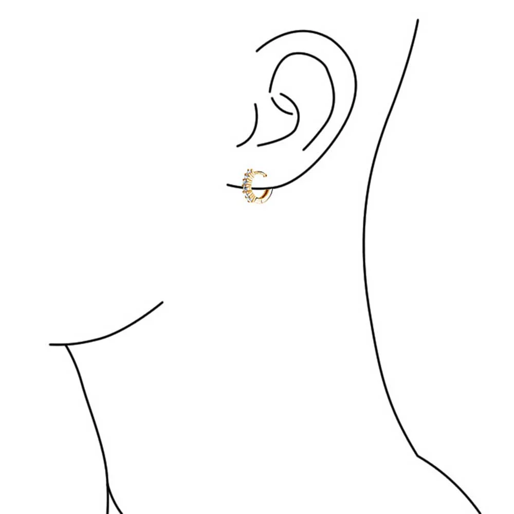 Set of 2 Solitaire CZ Round Hoop Earrings Silver Gold Plated Sterling Silver - Image 3