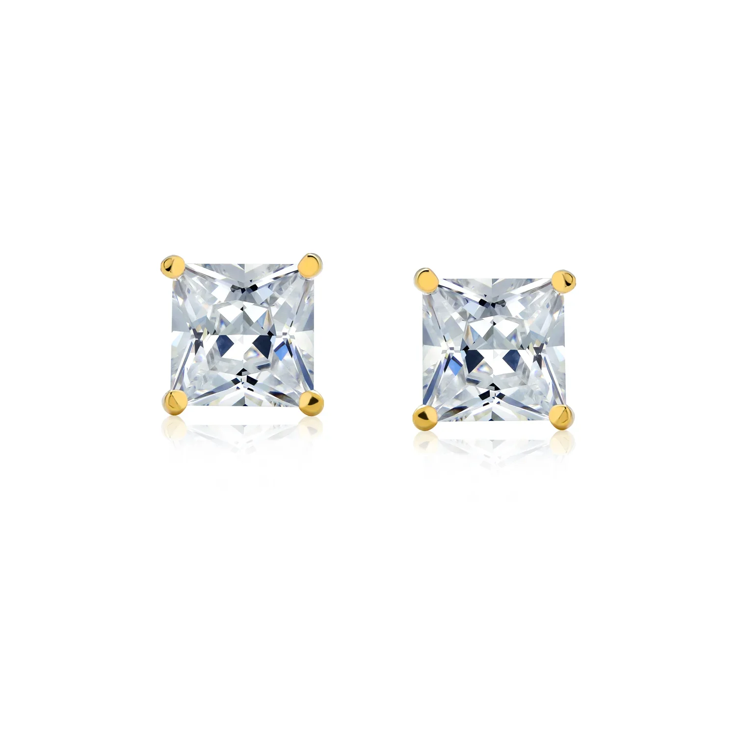 Set of 2 Multi Color Square CZ Stud Earrings Silver Black Plated Screw Back - Image 13