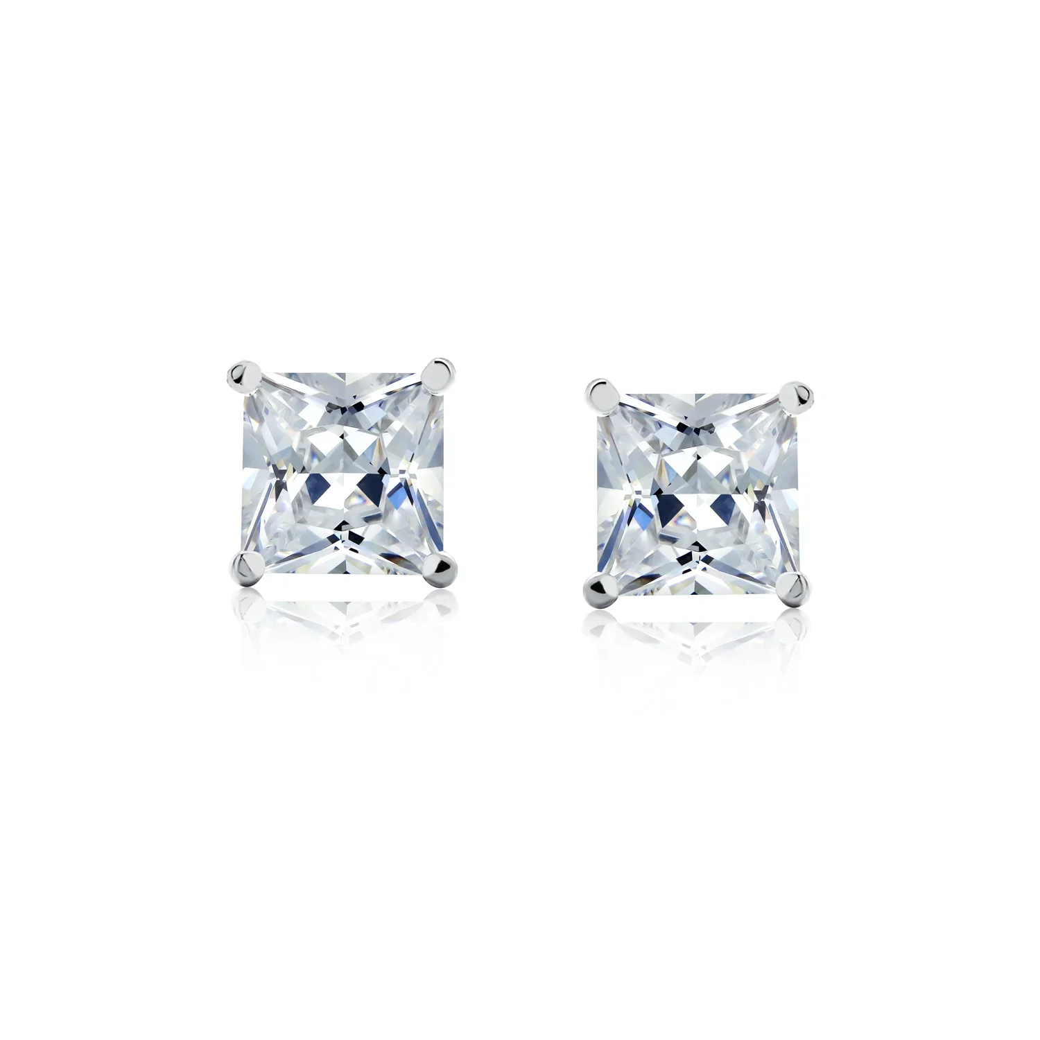 Set of 2 Multi Color Square CZ Stud Earrings Silver Black Plated Screw Back - Image 19