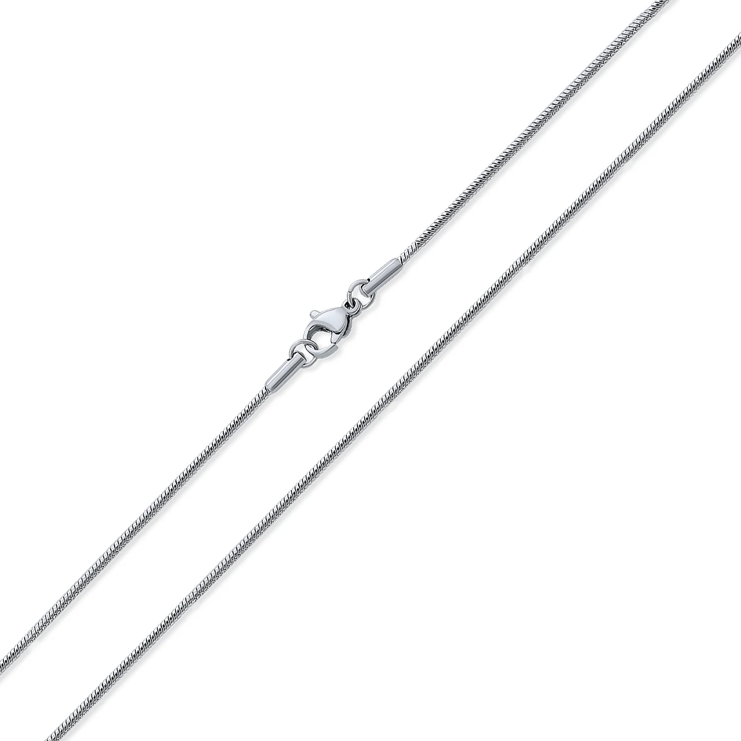 Set of 2 Strong Silver Tone Stainless Steel Snake Chain Necklace 24 & 30 Inch - Image 2