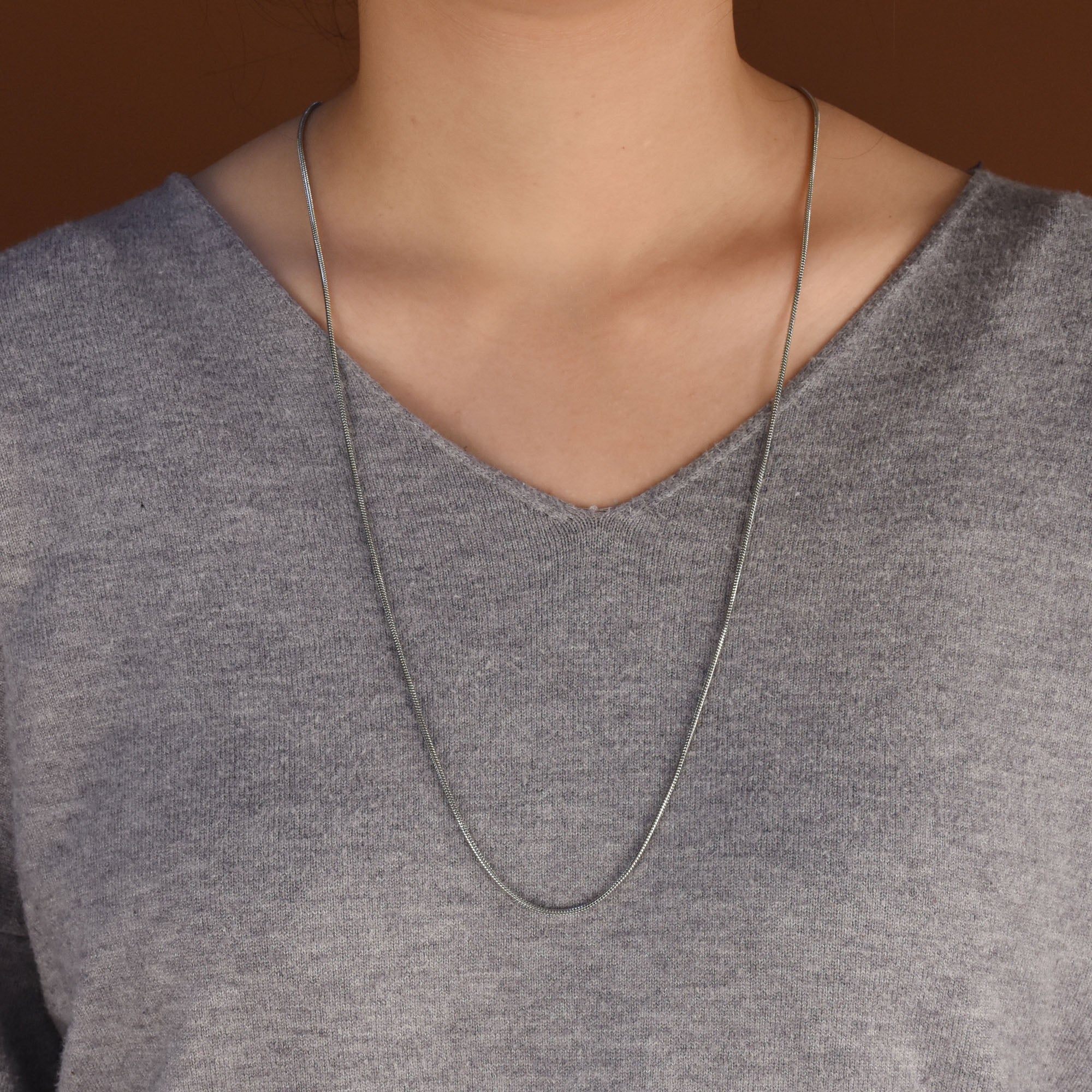 Set of 2 Strong Silver Tone Stainless Steel Snake Chain Necklace 24 & 30 Inch - Image 3
