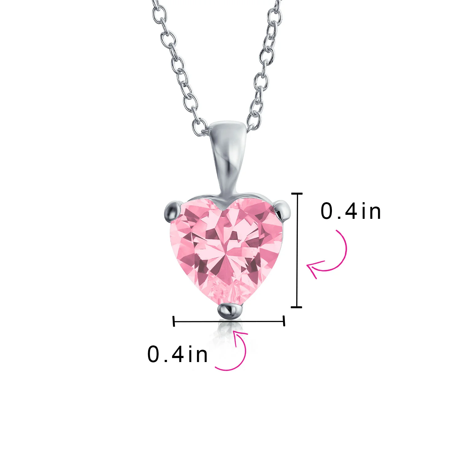 Set of 2 Timeless Elegant Red Pink CZ Heart Bridal Necklace Sterling Silver - Image 5