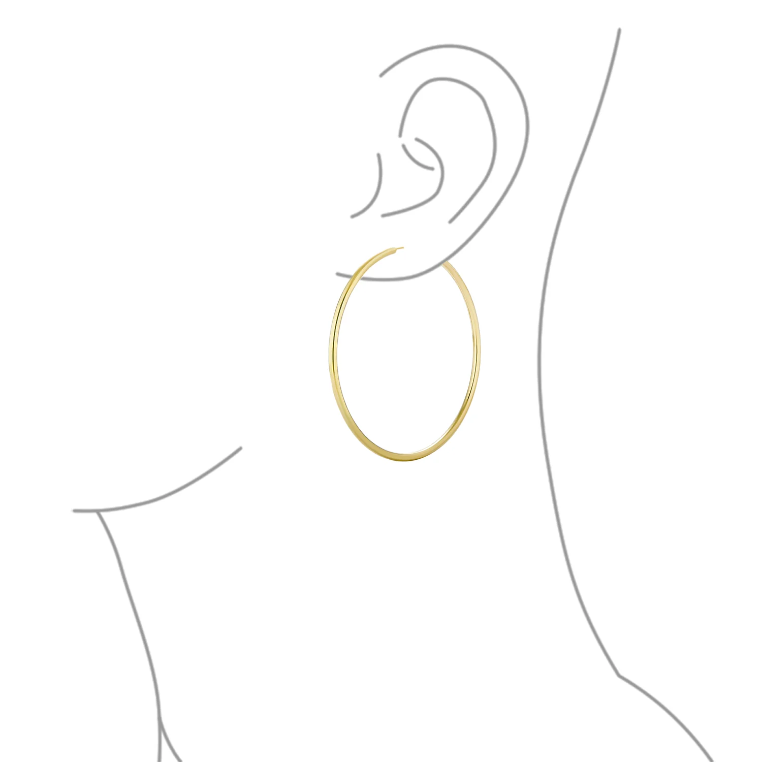 Set of 2 Minimalist Hoop Earrings 2MM Gold 1.75 & 2.5 Inch - Image 3