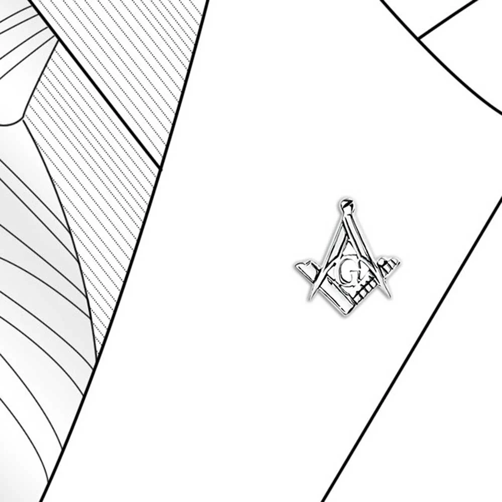 Set of 2 Tiny Masonic Freemason Stud Earrings and Brooch Pin Oxidized Silver - Image 3