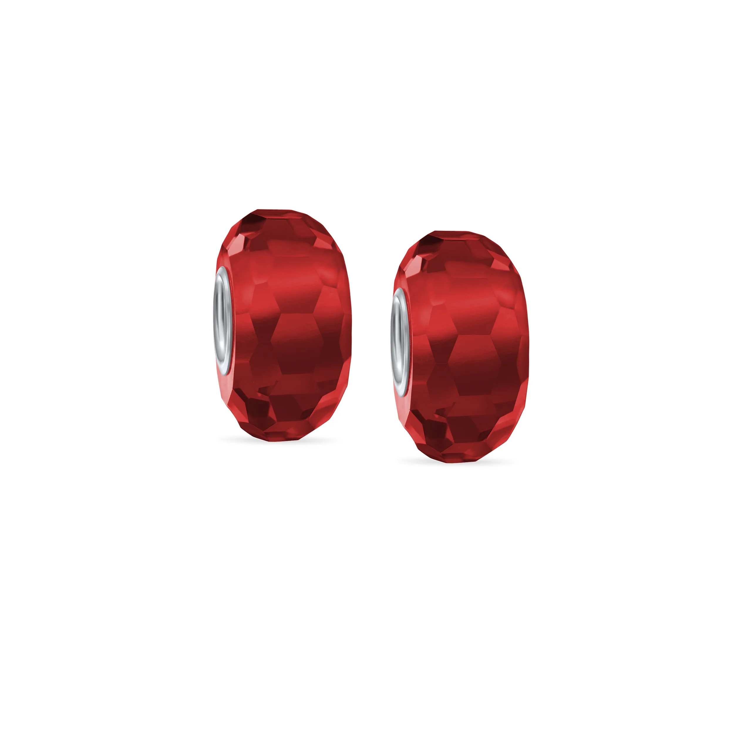 Set of 2 Translucent Murano Faceted Glass Charm Bead with Sterling Silver Core - Image 10