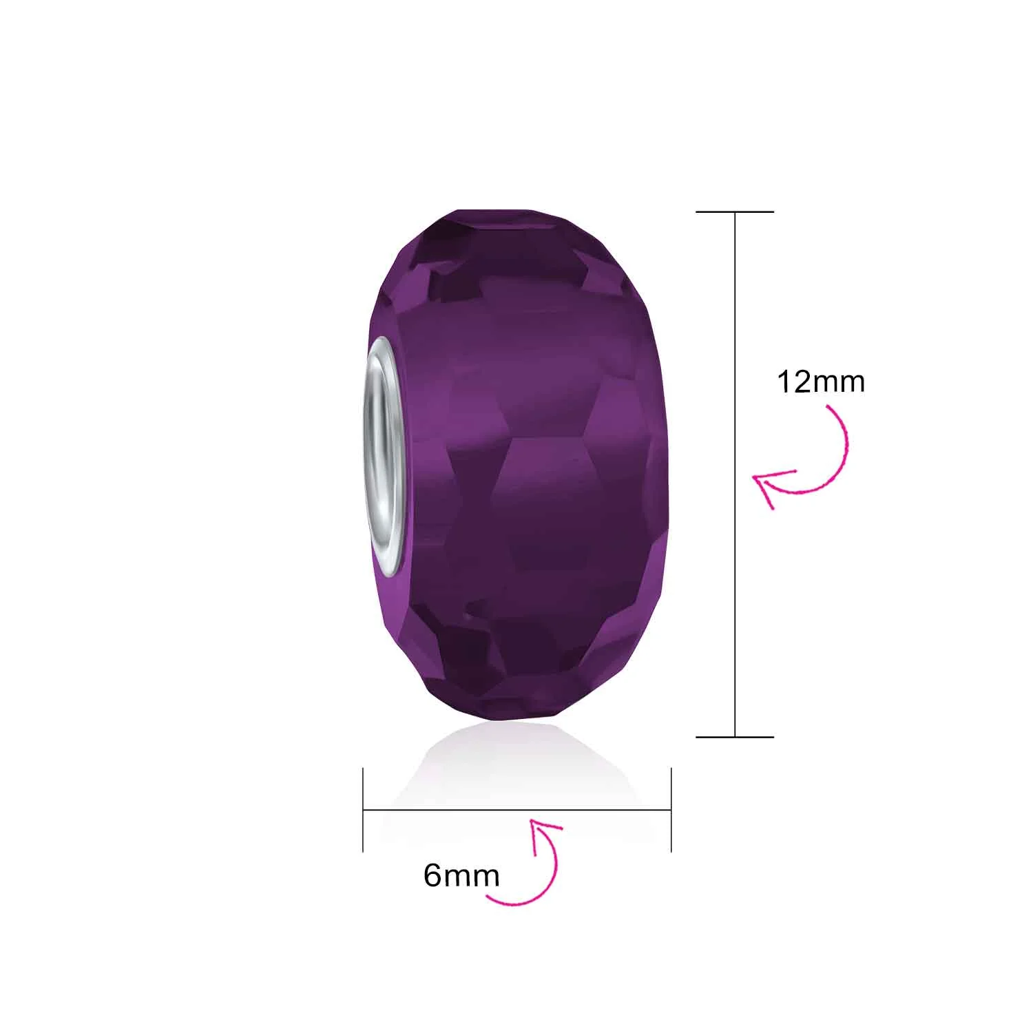 Set of 2 Translucent Murano Faceted Glass Charm Bead with Sterling Silver Core - Image 29