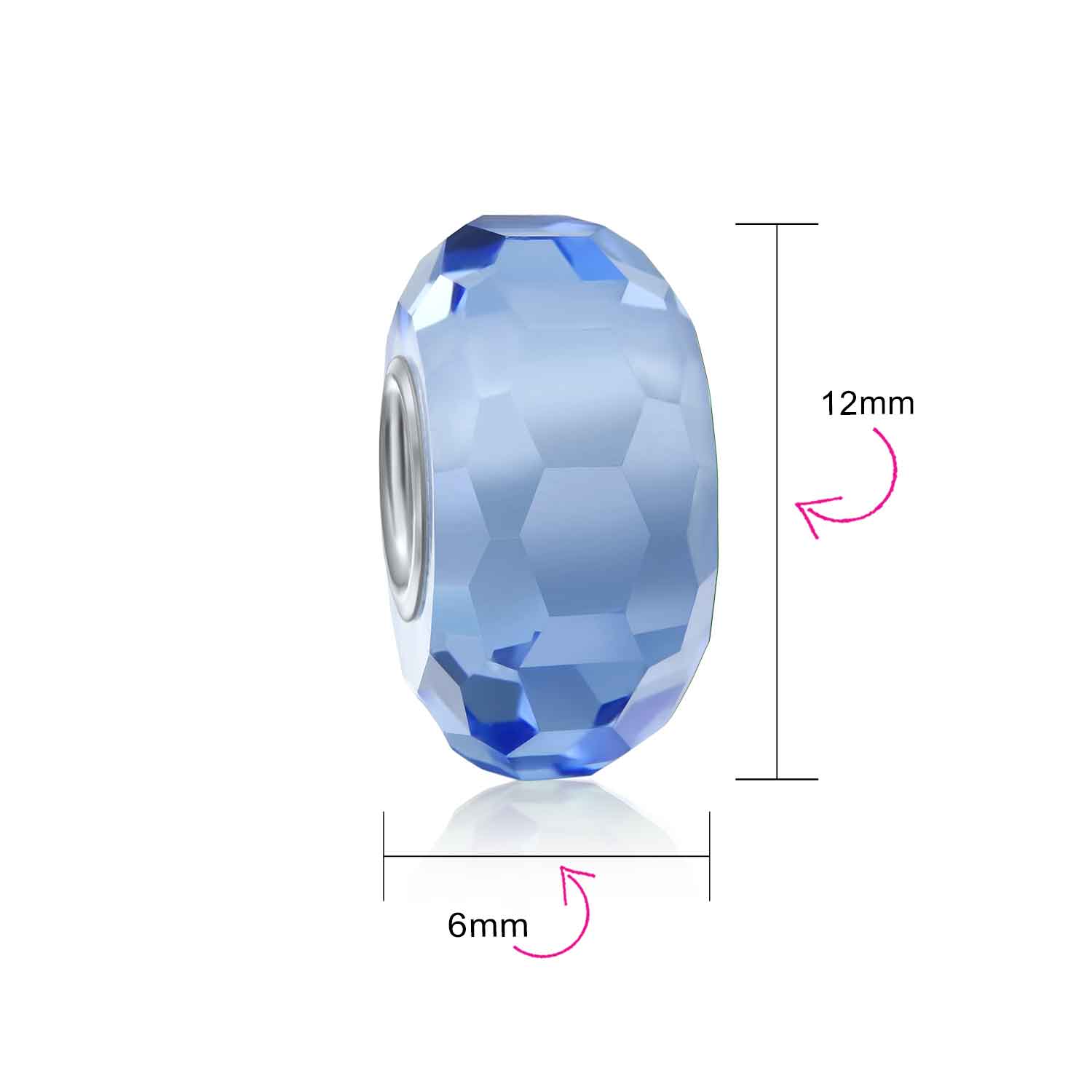Set of 2 Translucent Murano Faceted Glass Charm Bead with Sterling Silver Core - Image 33