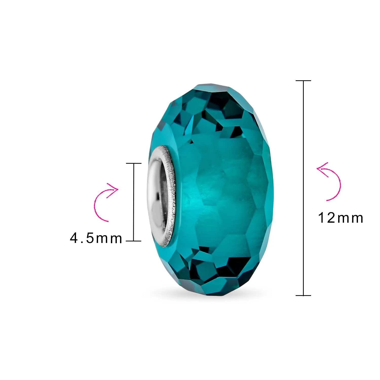 Set of 2 Translucent Murano Faceted Glass Charm Bead with Sterling Silver Core - Image 36