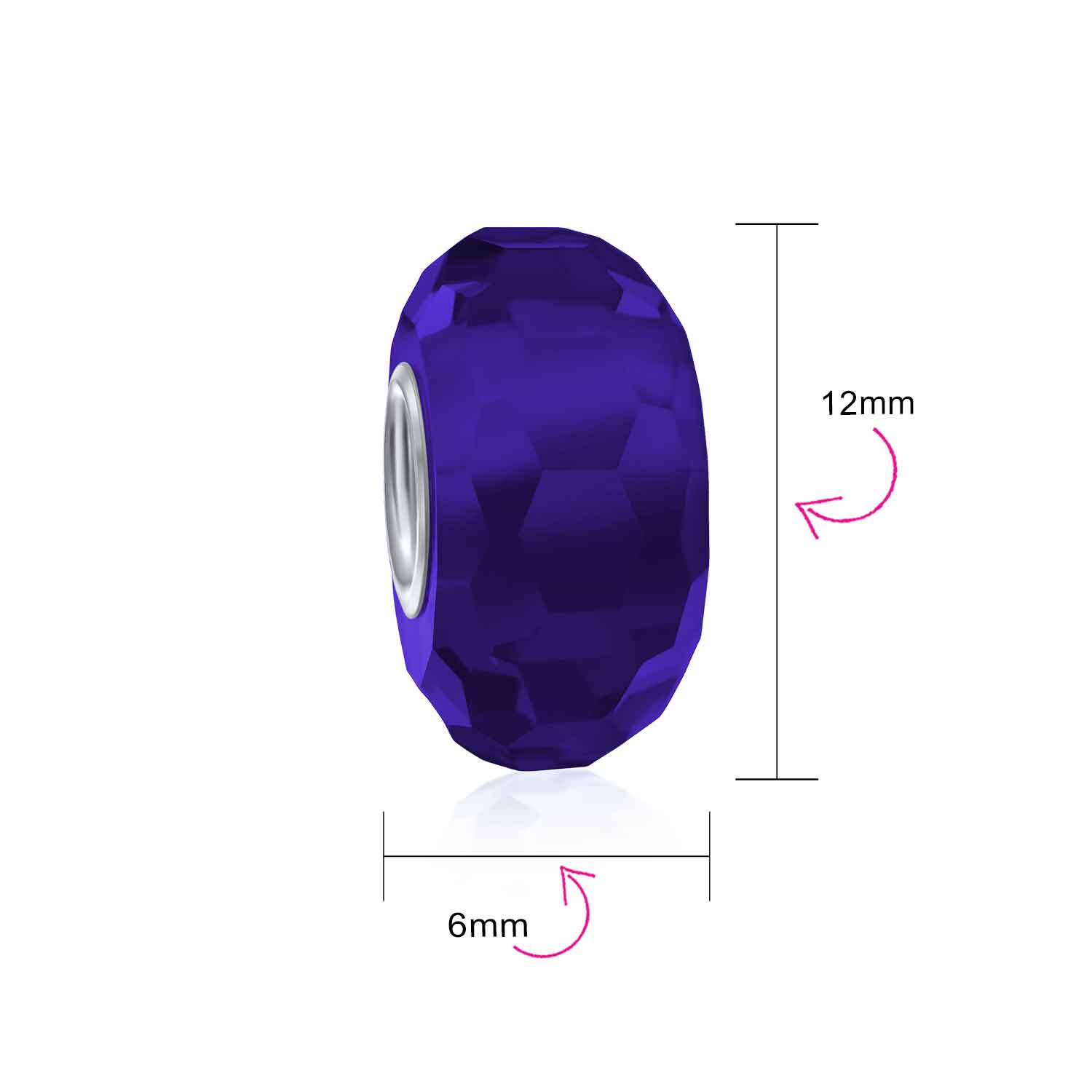 Set of 2 Translucent Murano Faceted Glass Charm Bead with Sterling Silver Core - Image 37