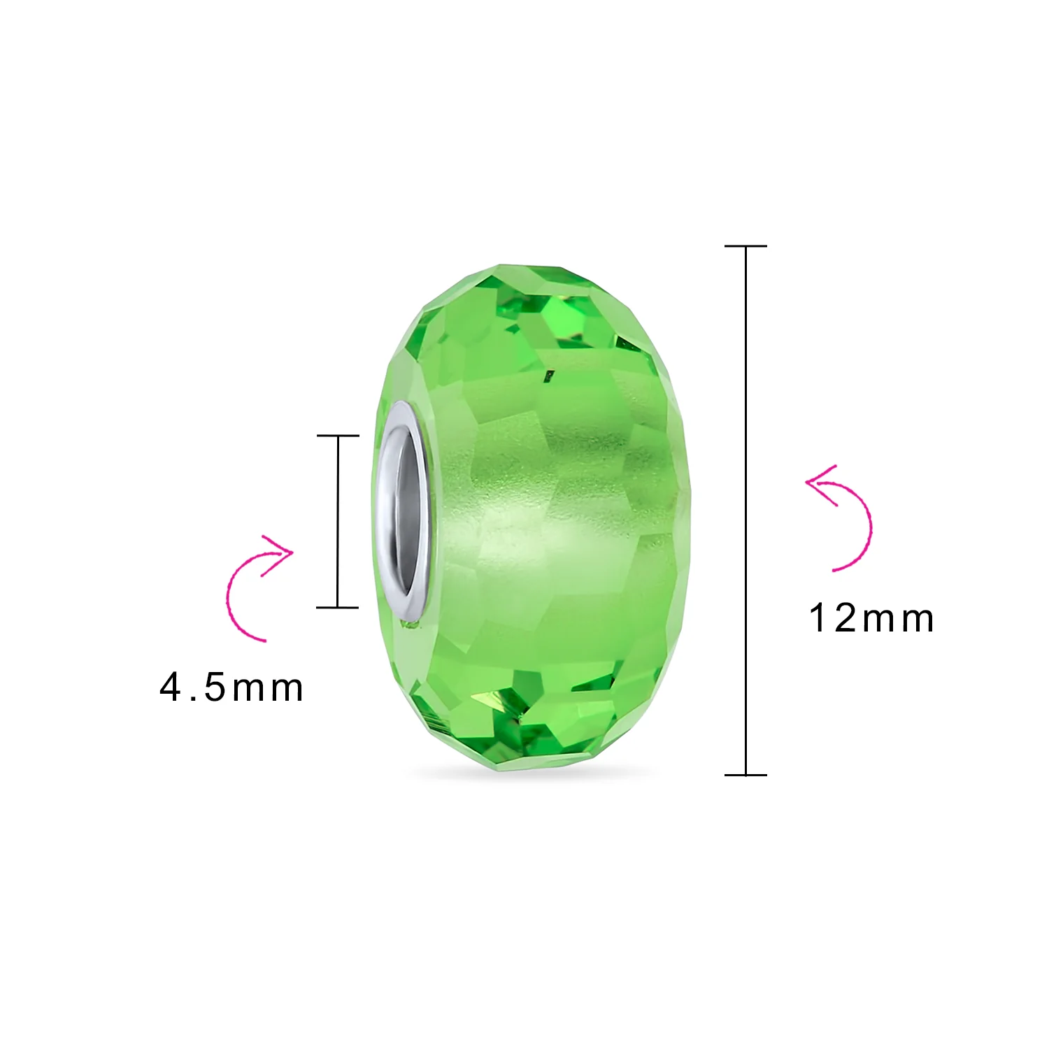 Set of 2 Translucent Murano Faceted Glass Charm Bead with Sterling Silver Core - Image 39
