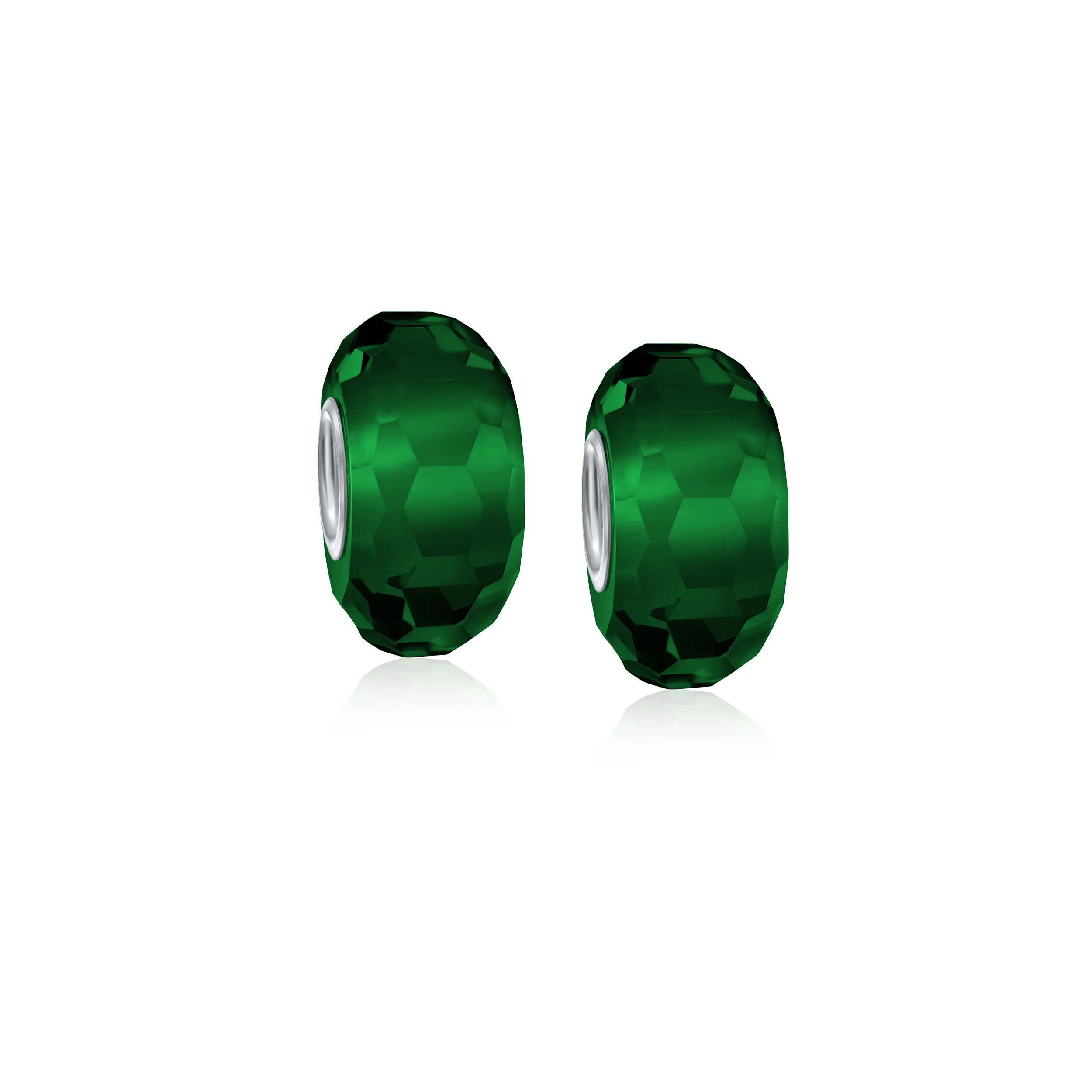Set of 2 Translucent Murano Faceted Glass Charm Bead with Sterling Silver Core - Image 4