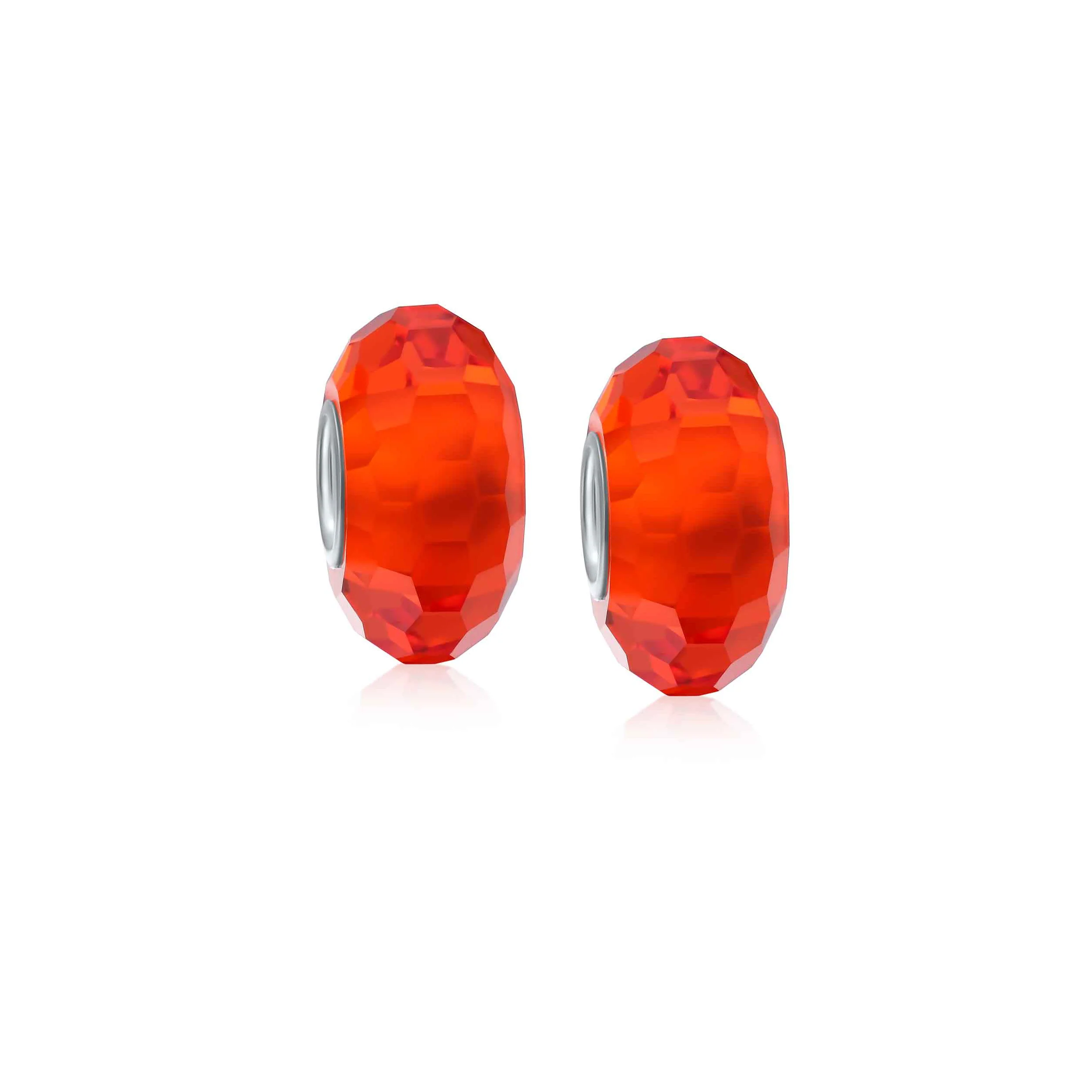 Set of 2 Translucent Murano Faceted Glass Charm Bead with Sterling Silver Core - Image 7