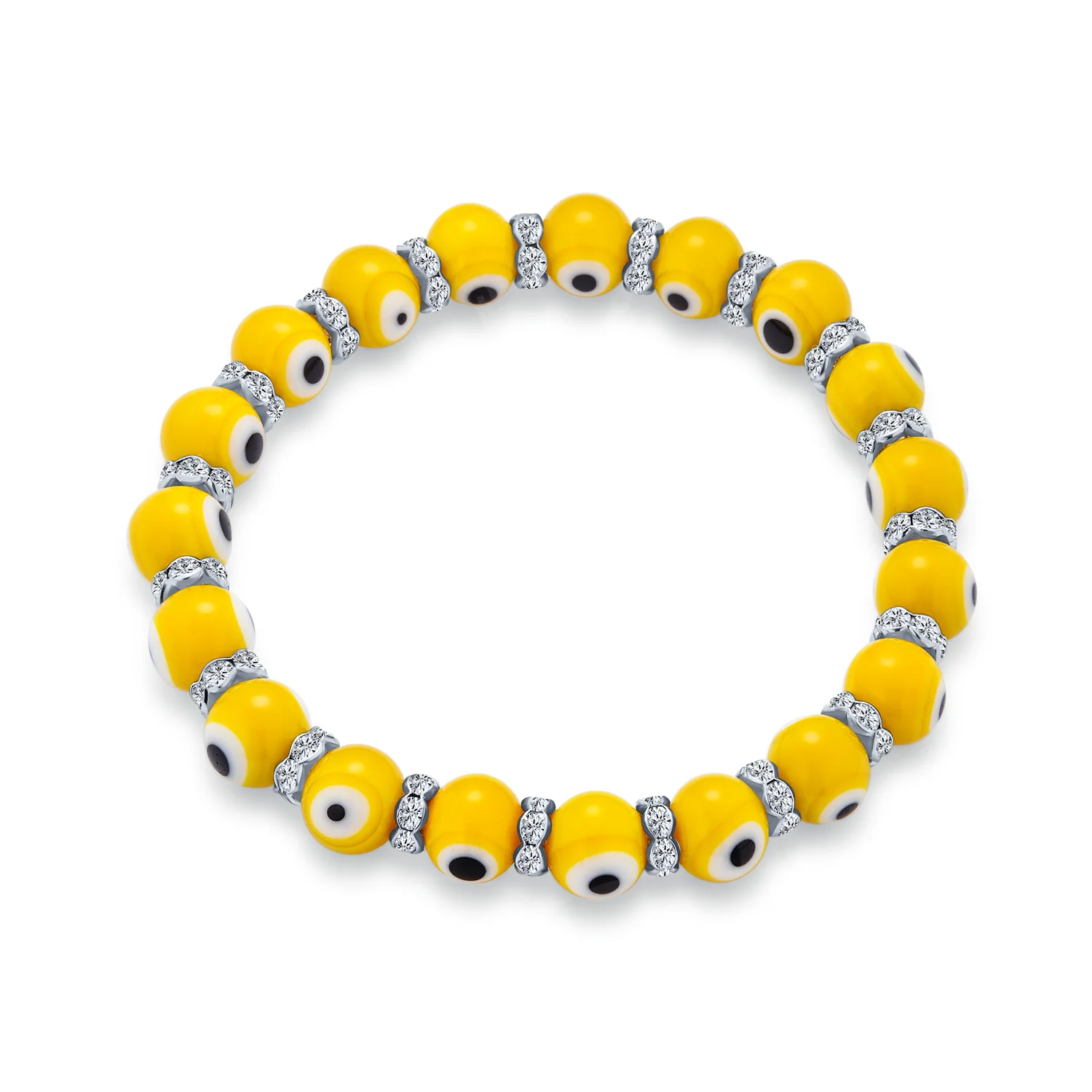 Set of 2 Evil Eye Glass Bead Stretch Bracelets with Crystal Accents - Image 5