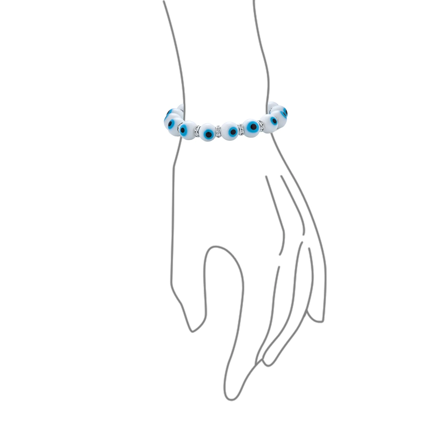 Set of 2 Evil Eye Glass Bead Stretch Bracelets with Crystal Accents - Image 7