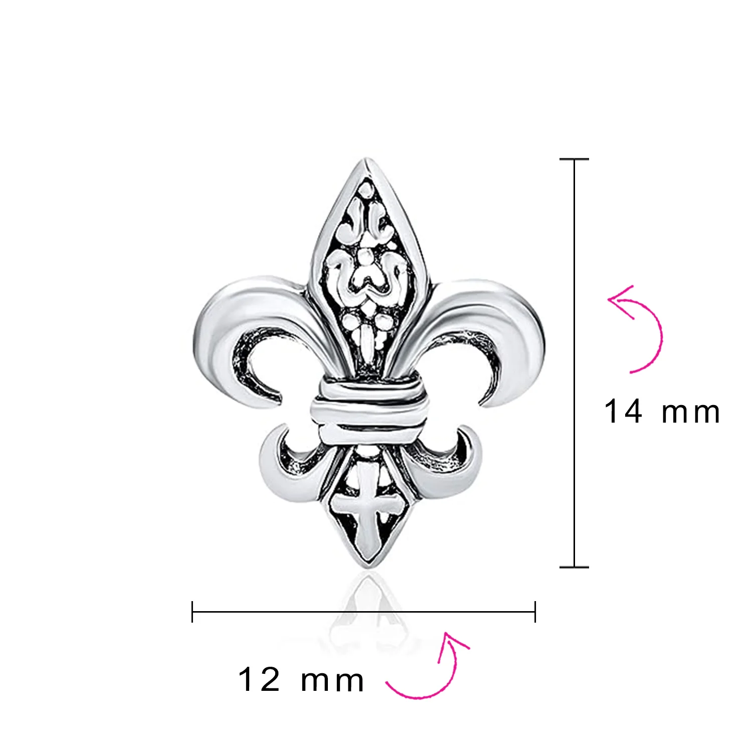 Set of 2 Fleur De Lis Stud Earrings in Oxidized and Polished Sterling Silver - Image 4