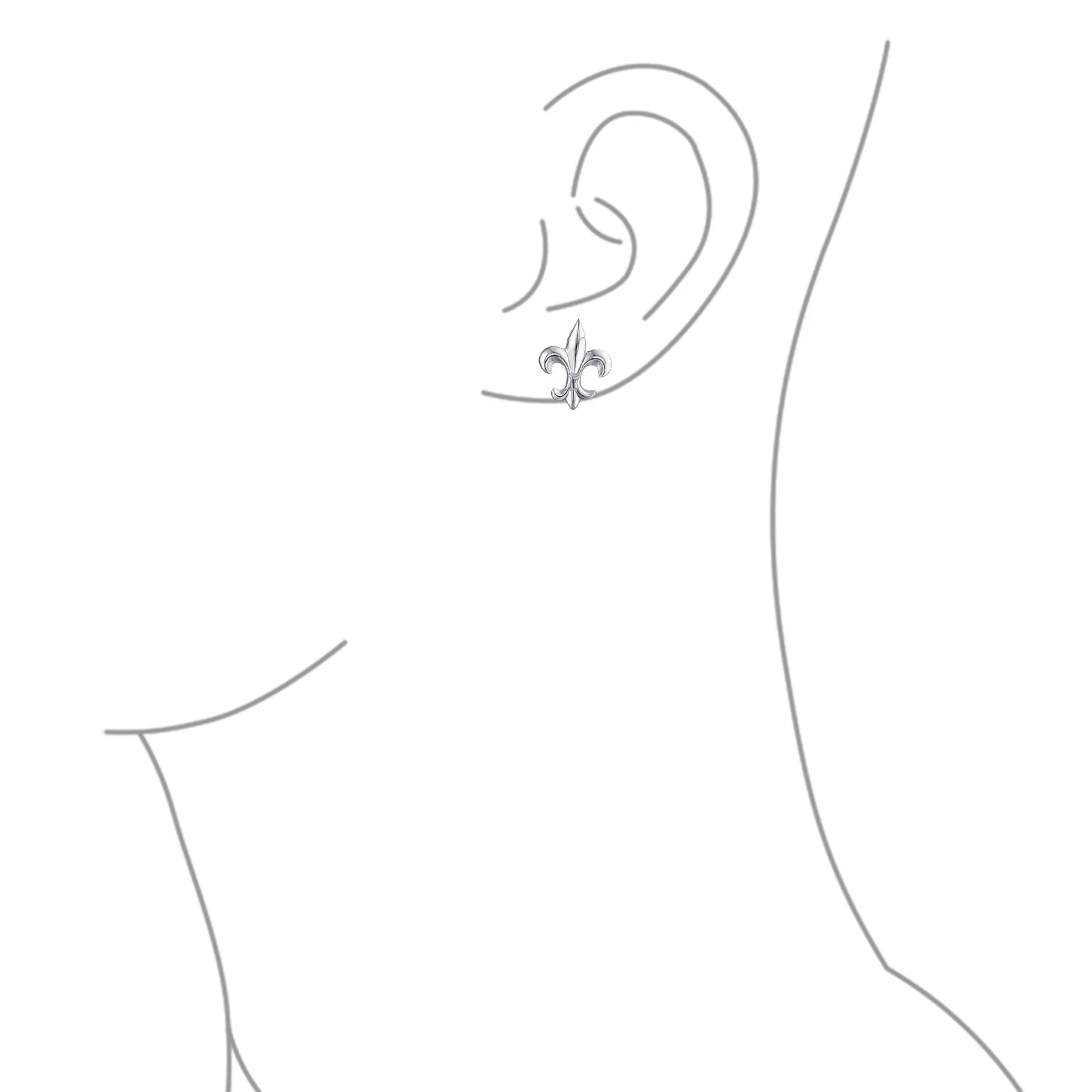 Set of 2 Fleur De Lis Stud Earrings in Oxidized and Polished Sterling Silver - Image 6