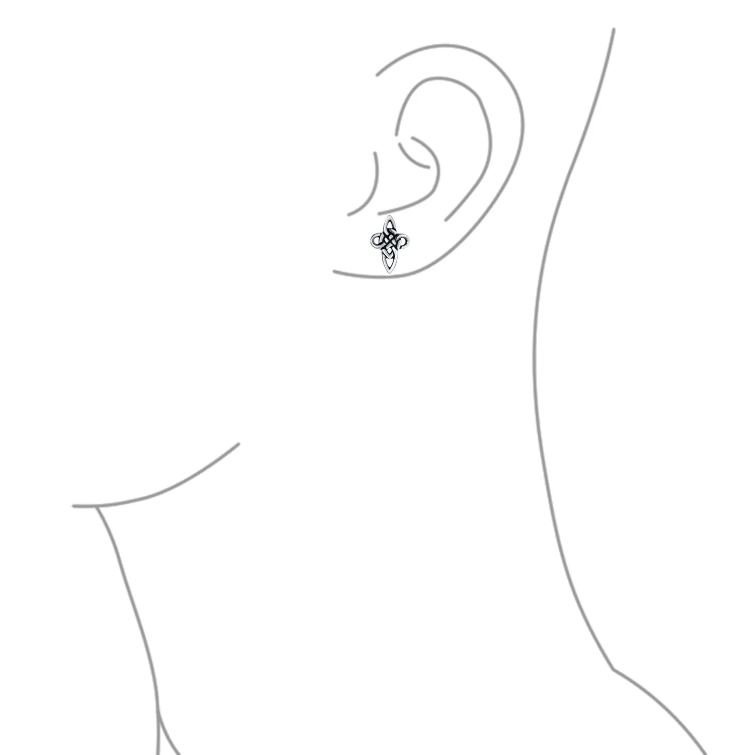 Set of 2 Religious Celtic Cross Stud Earrings Irish Love Knot Oxidized Silver - Image 3
