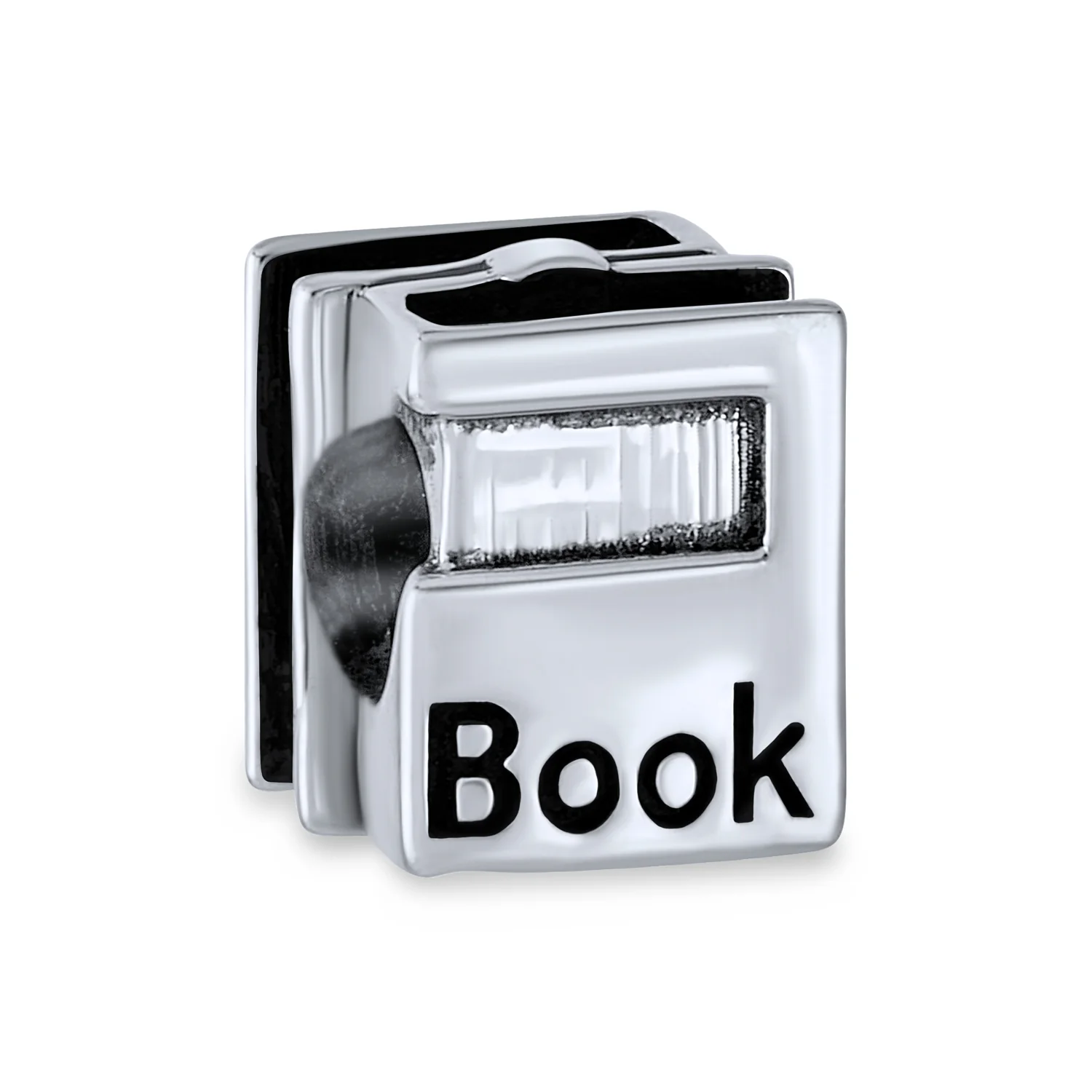 Set of 2 Wise Graduate Owl Bird & Book Charm Bead Oxidized Sterling Silver - Image 3