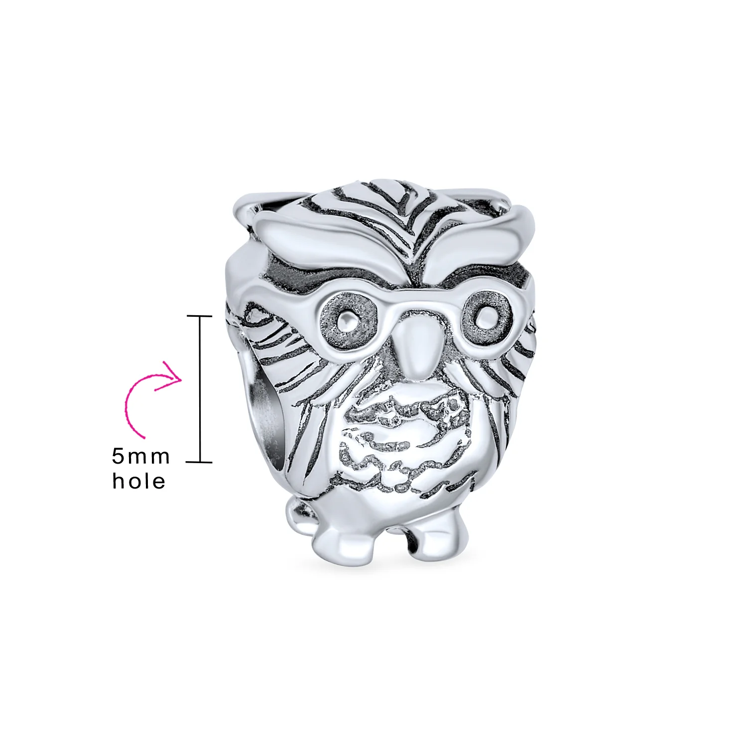 Set of 2 Wise Graduate Owl Bird & Book Charm Bead Oxidized Sterling Silver - Image 6