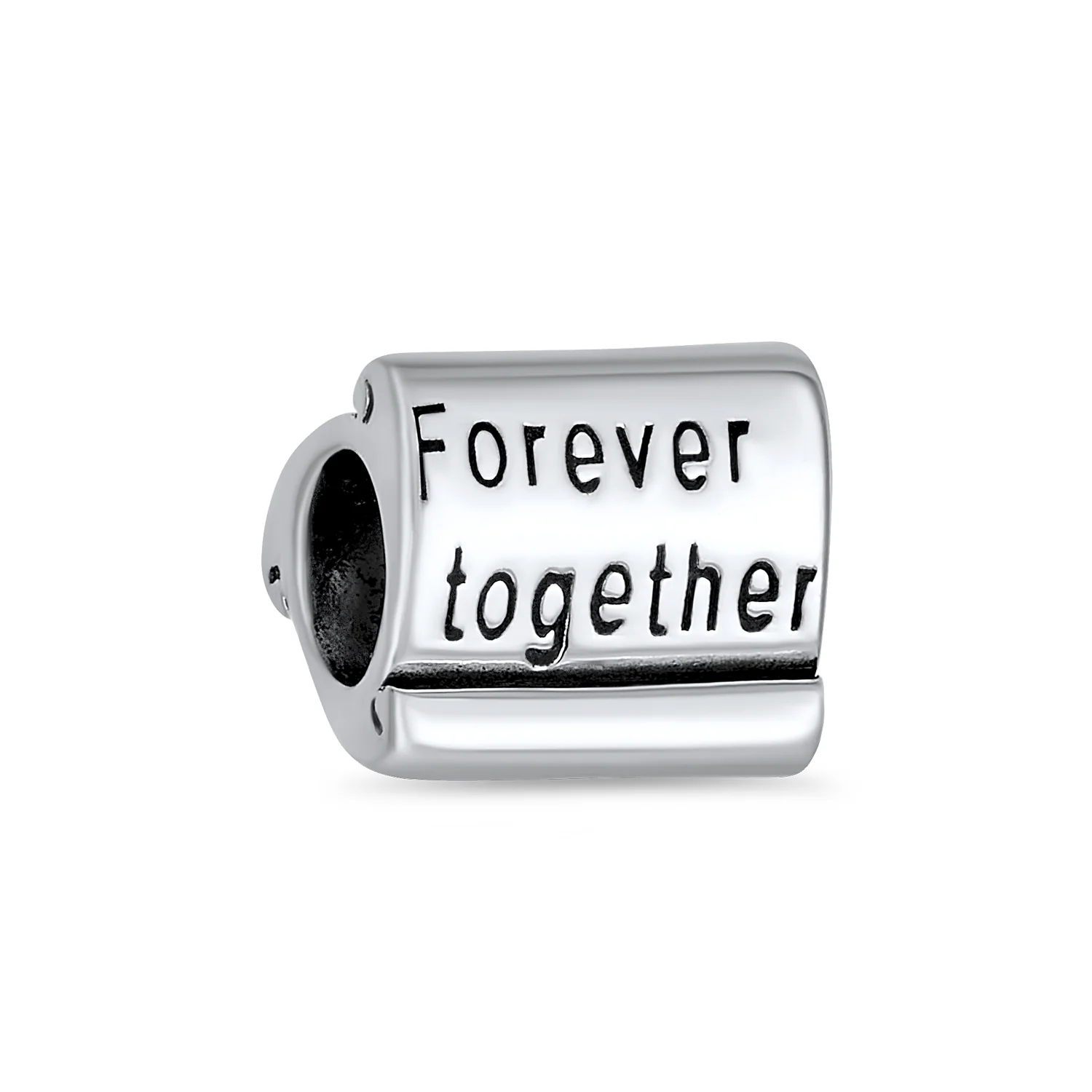 Set of 2 Word Mantra Forever Together & Heart Lock Charm Bear Sterling Silver - Image 3