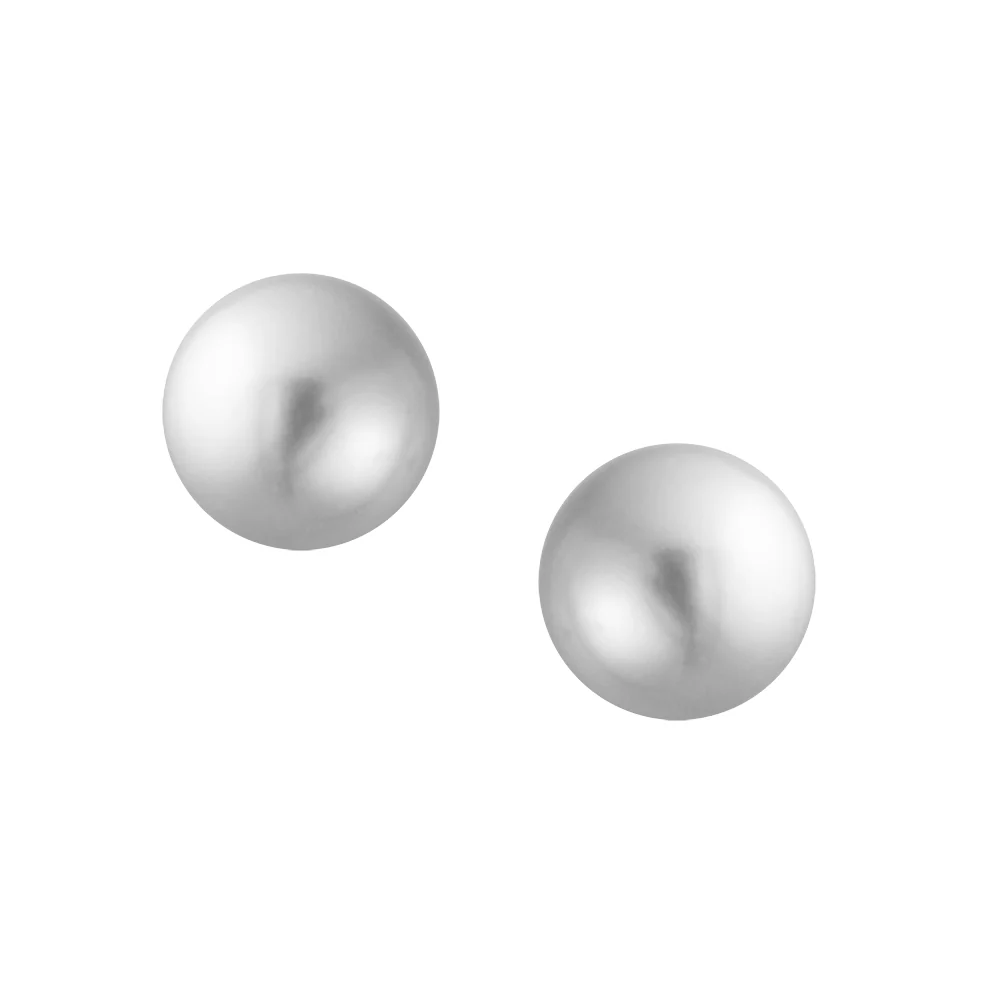 Set of 3 Light Yellow White Black Simulated Pearl Drop Ball Earrings Silver 10MM - Image 4