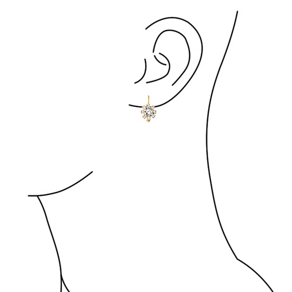 Set of 3 Crystal Flower Gold Plated Drop Earrings Lever Back - Image 8
