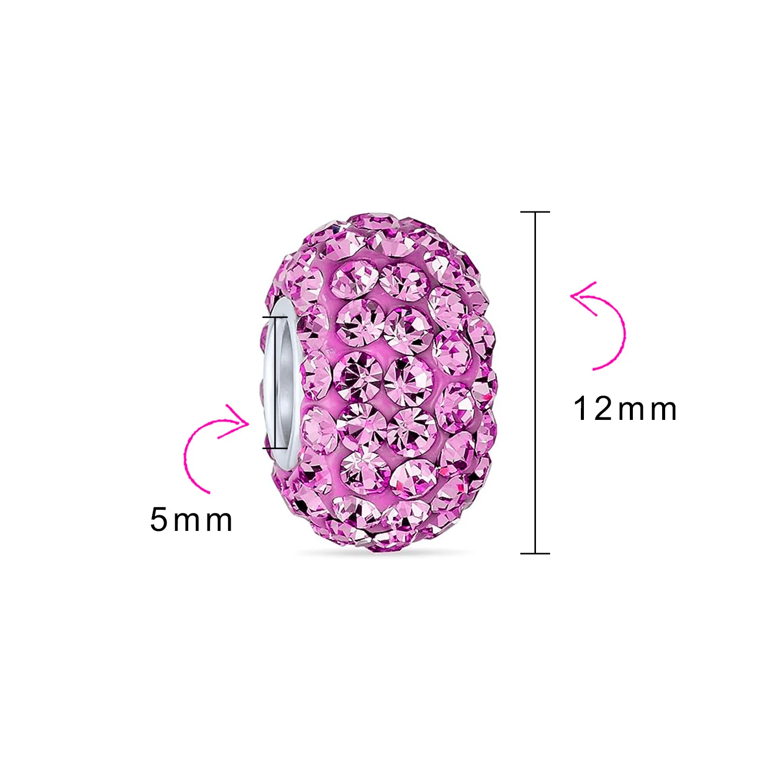 Set of 3 Fashion Multicolor CZ Clutch Purse 2 Solid Pink Spacer Charm Bead - Image 4
