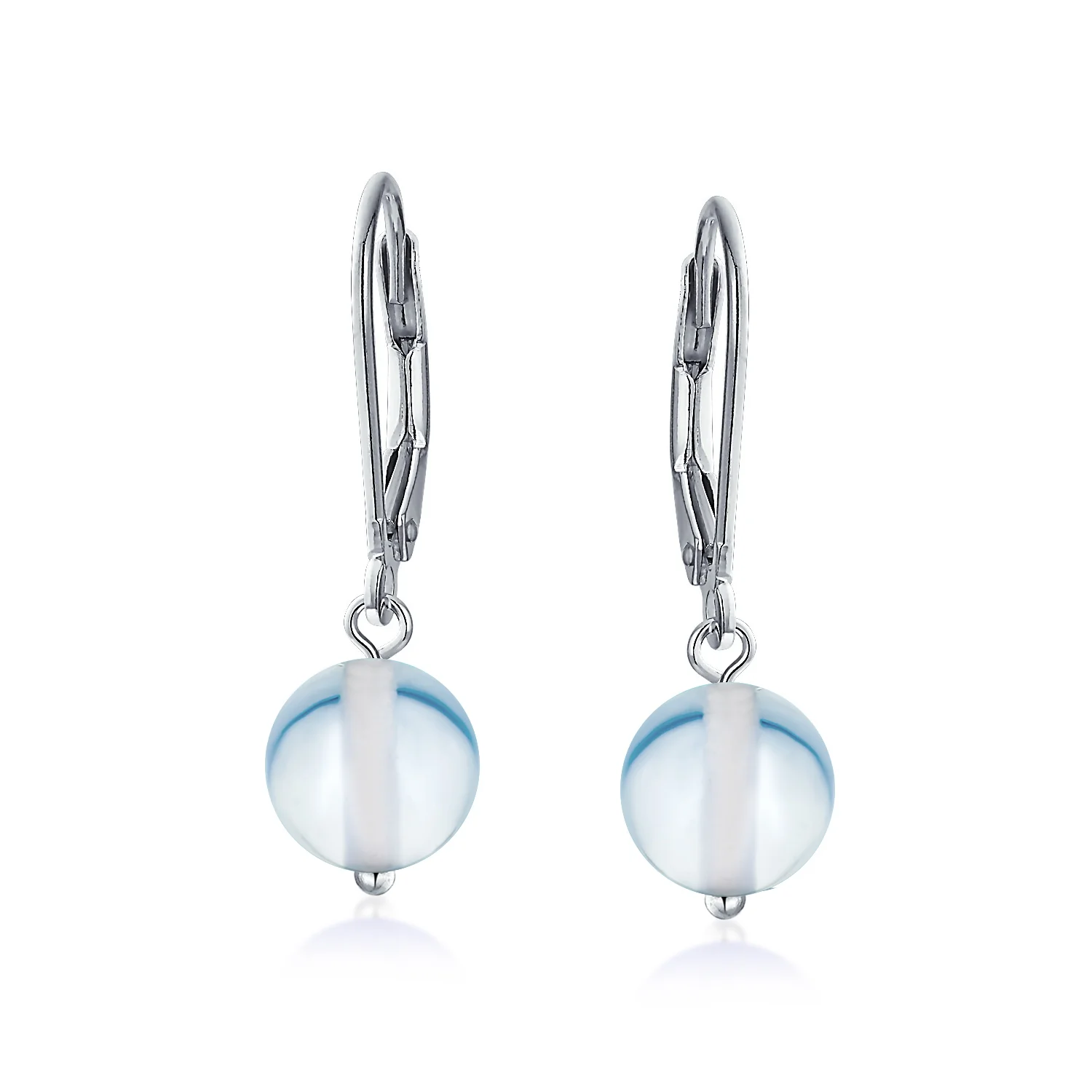Set of 3 Simple Natural Stone 8MM Ball Drop Earrings Sterling Silver Leverback - Image 10