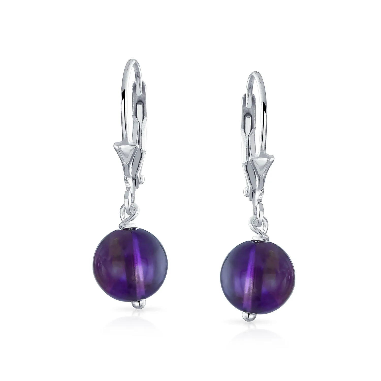 Set of 3 Simple Natural Stone 8MM Ball Drop Earrings Sterling Silver Leverback - Image 11