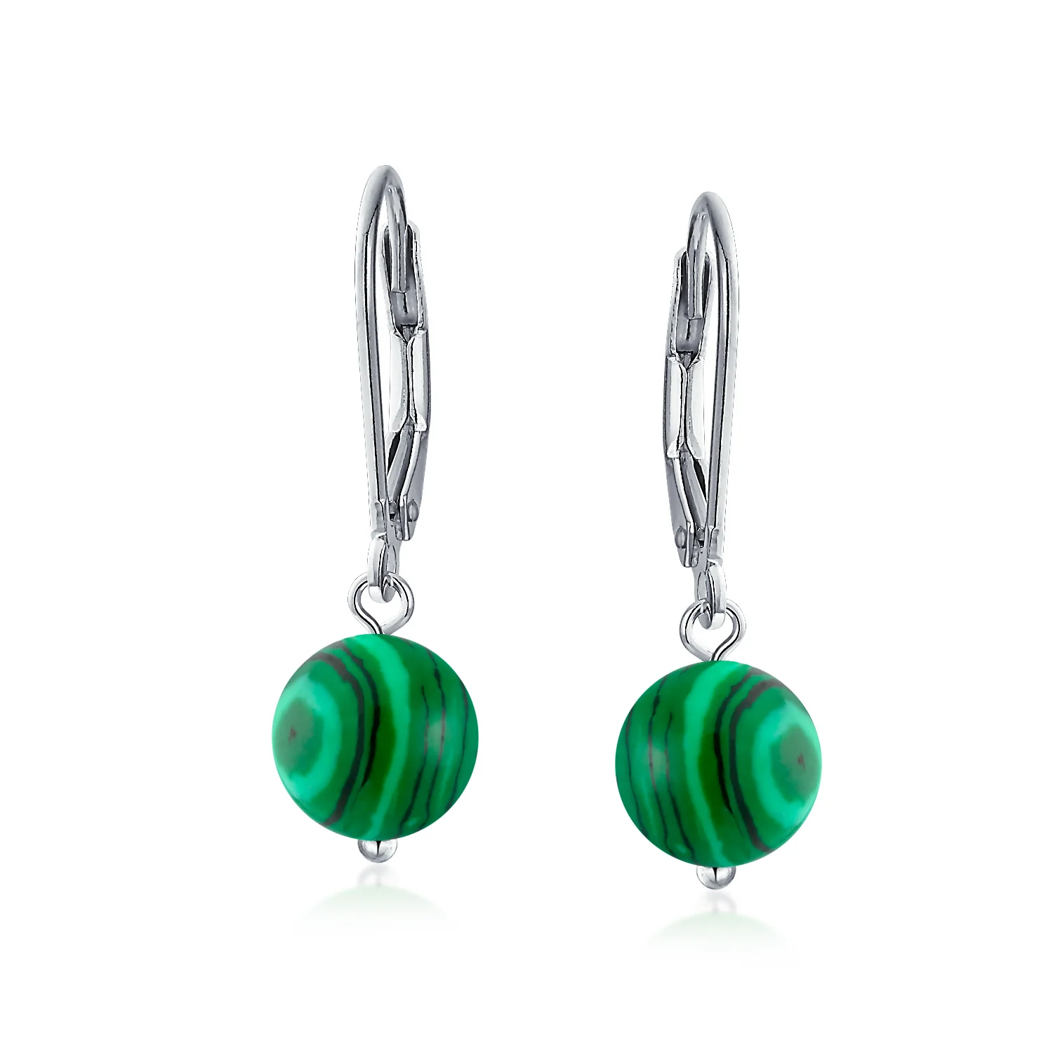 Set of 3 Simple Natural Stone 8MM Ball Drop Earrings Sterling Silver Leverback - Image 12