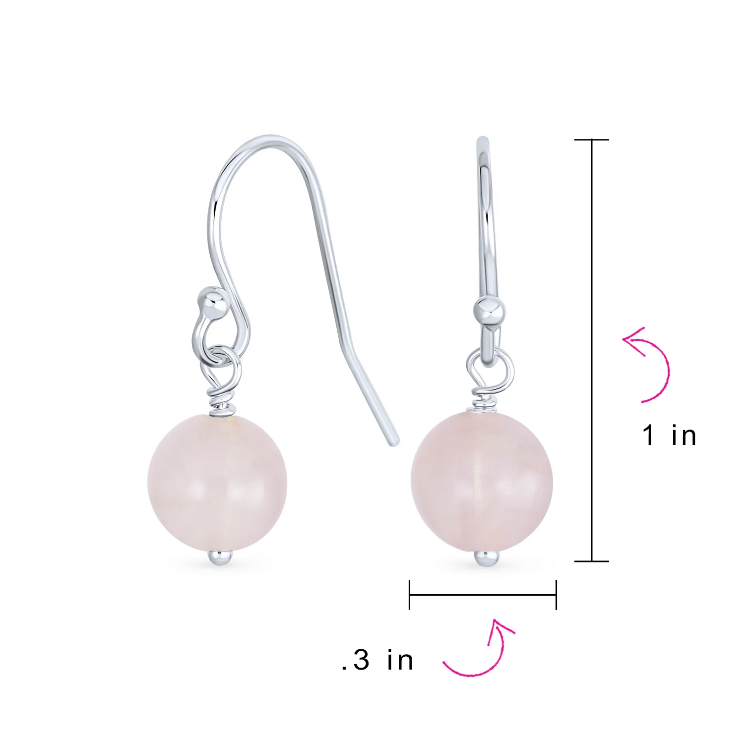 Set of 3 Simple Natural Stone 8MM Ball Drop Earrings Sterling Silver Leverback - Image 13