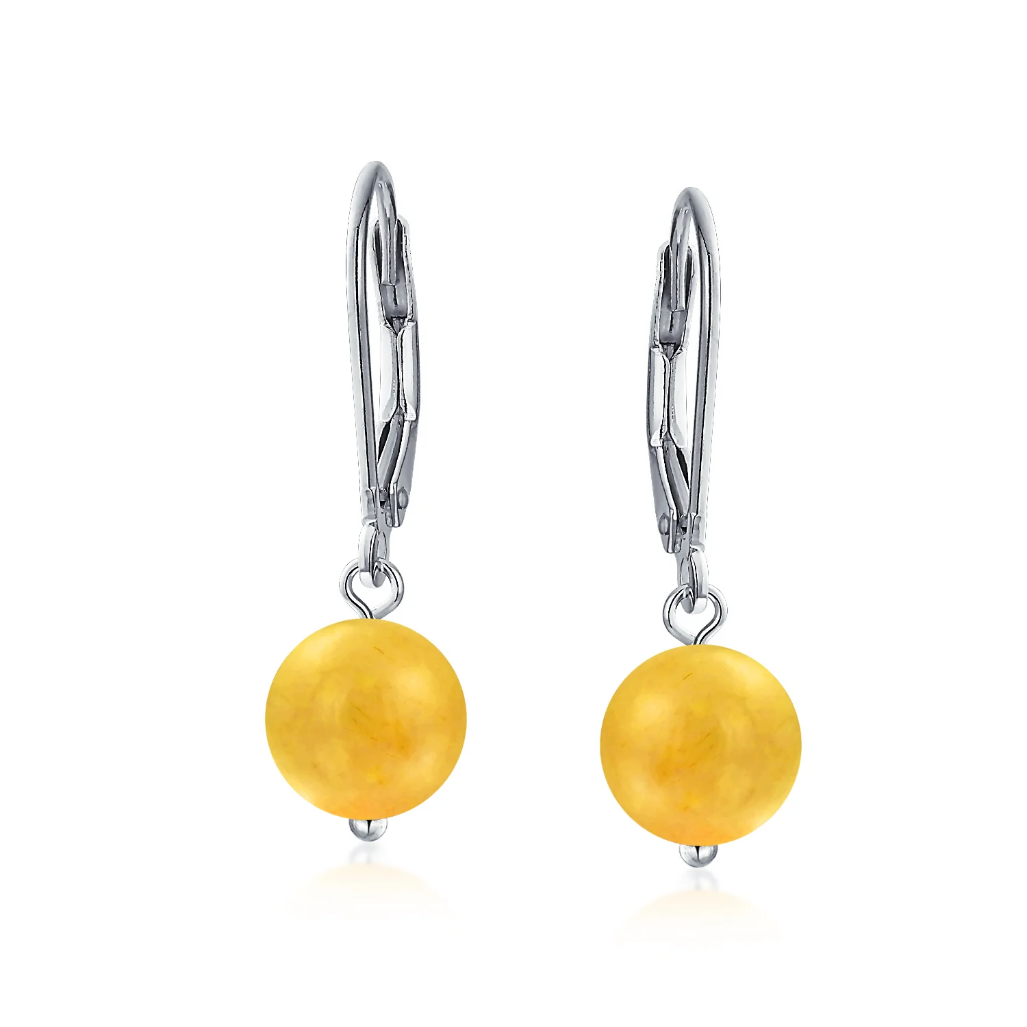 Set of 3 Simple Natural Stone 8MM Ball Drop Earrings Sterling Silver Leverback - Image 8
