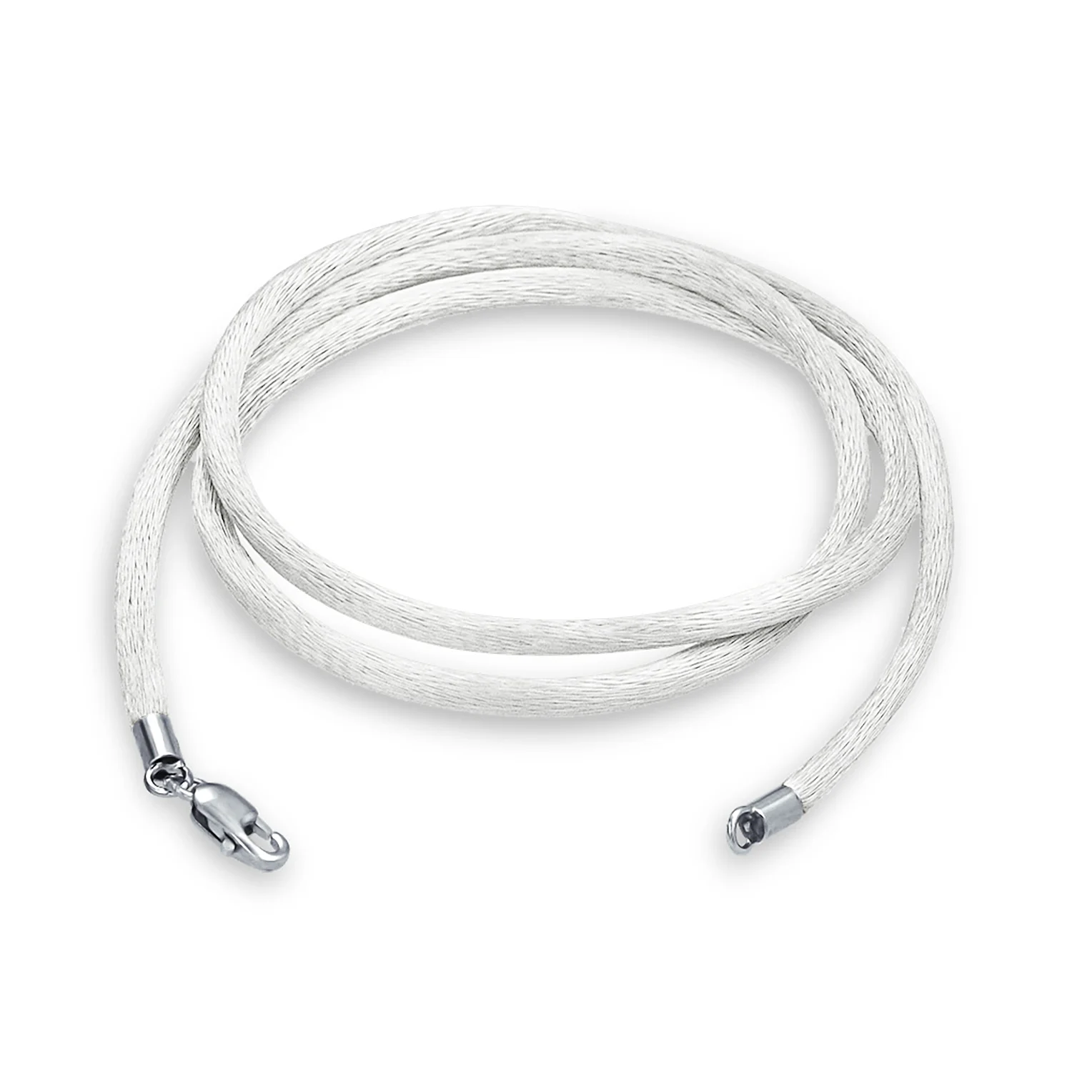 Set of 3 Soft Satin Silk Cord Necklace Sterling Silver Clasp Multiple Lengths - Image 8