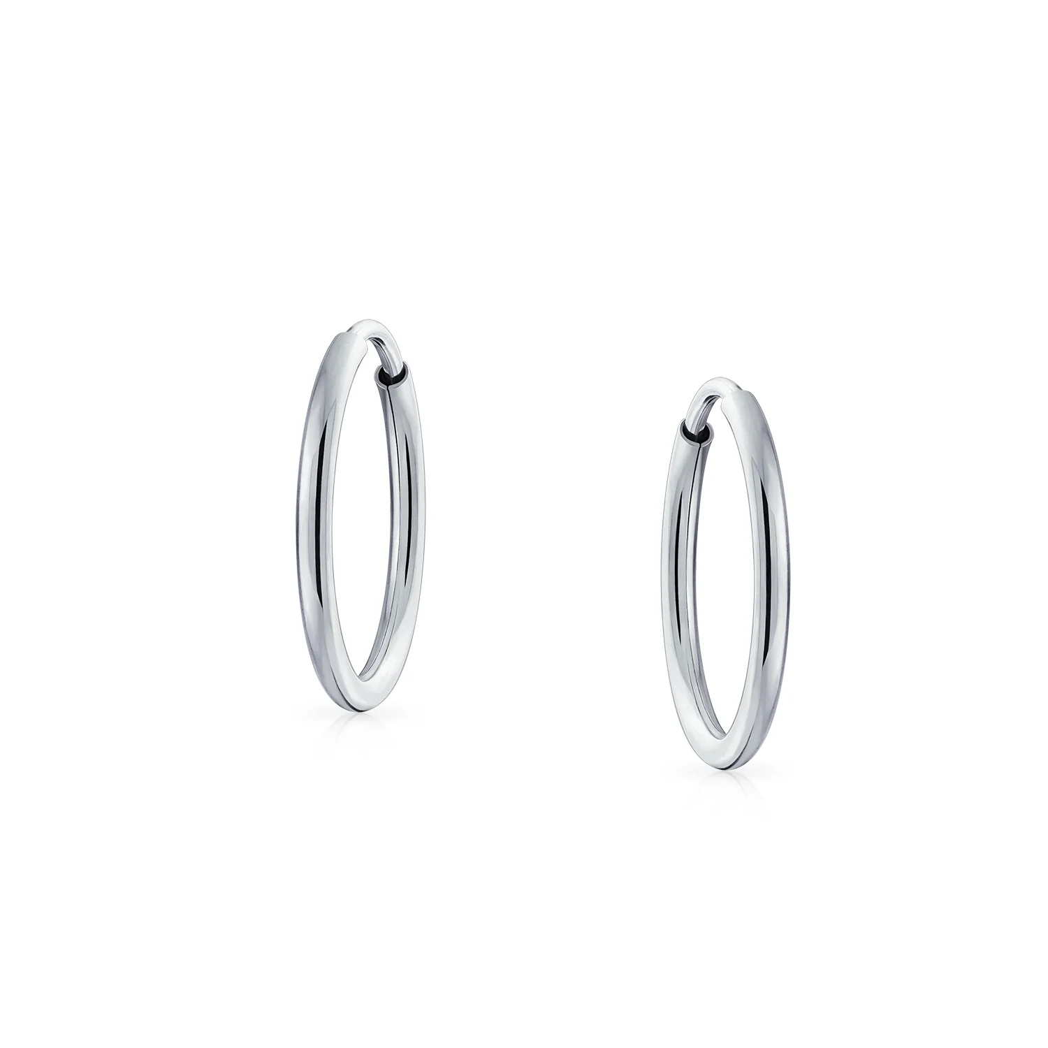 Set of 3 Thin Minimalist Hoop Huggie Earrings Sterling Silver 0.5, 0.75 & 1 Inch - Image 2