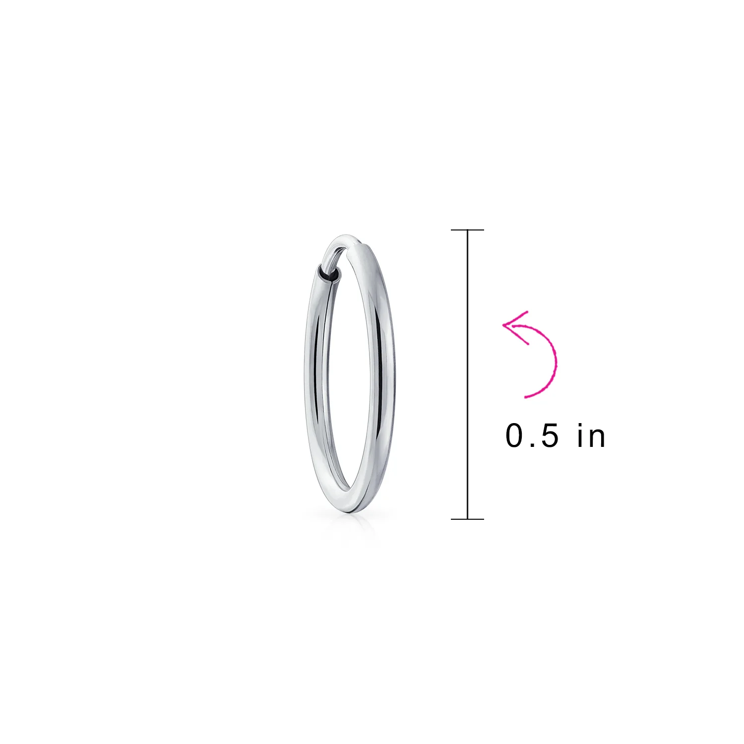 Set of 3 Thin Minimalist Hoop Huggie Earrings Sterling Silver 0.5, 0.75 & 1 Inch - Image 4