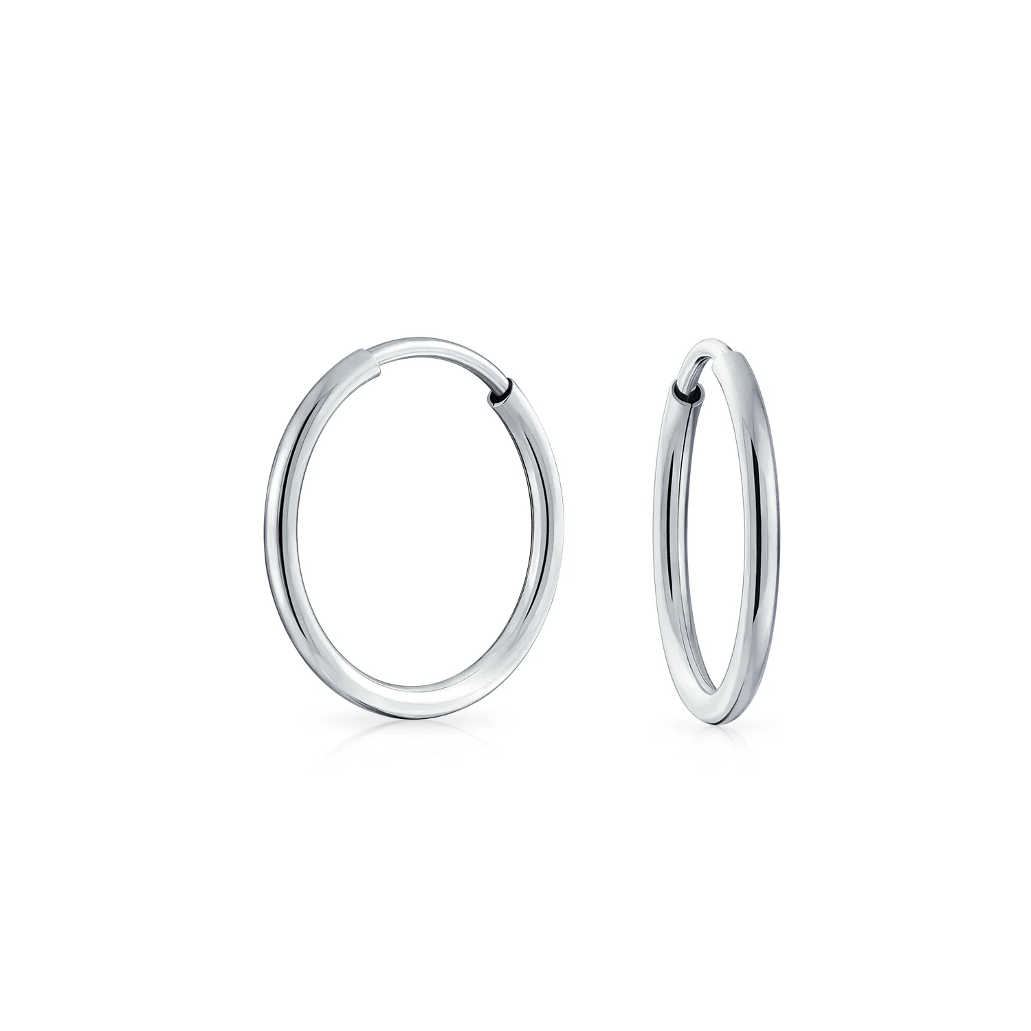 Thin Minimalist Hoop Huggie Earrings Sterling Silver Various Sizes