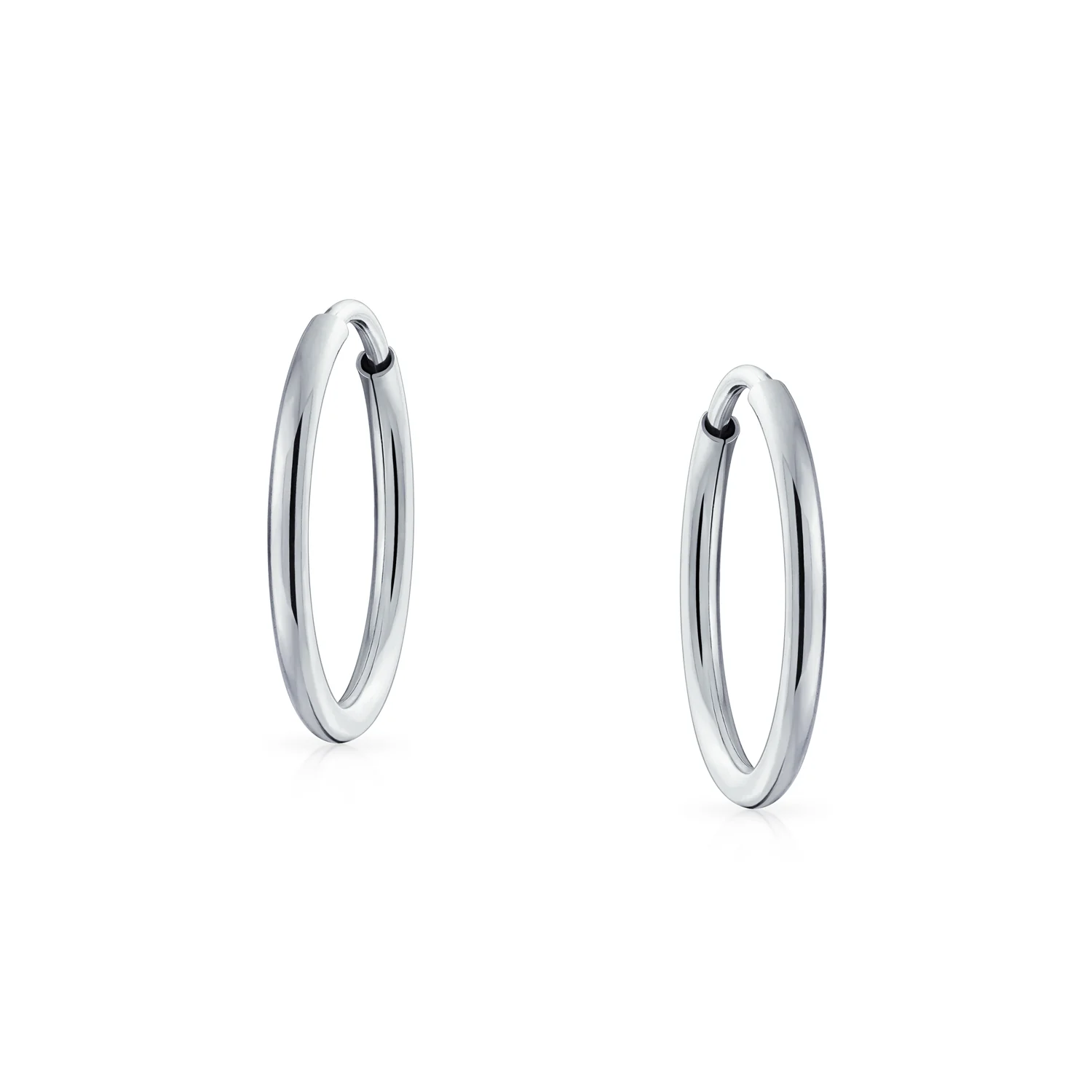 Thin Minimalist Hoop Huggie Earrings Sterling Silver Various Sizes - Image 11