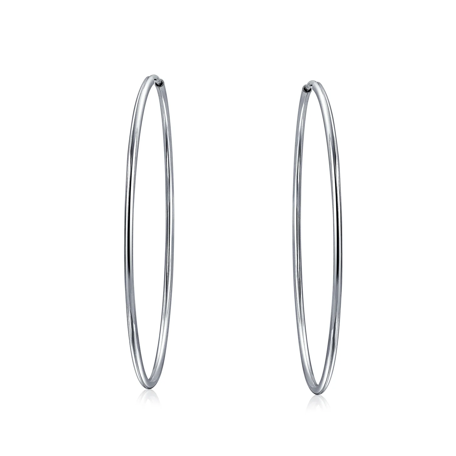 Thin Minimalist Hoop Huggie Earrings Sterling Silver Various Sizes - Image 12