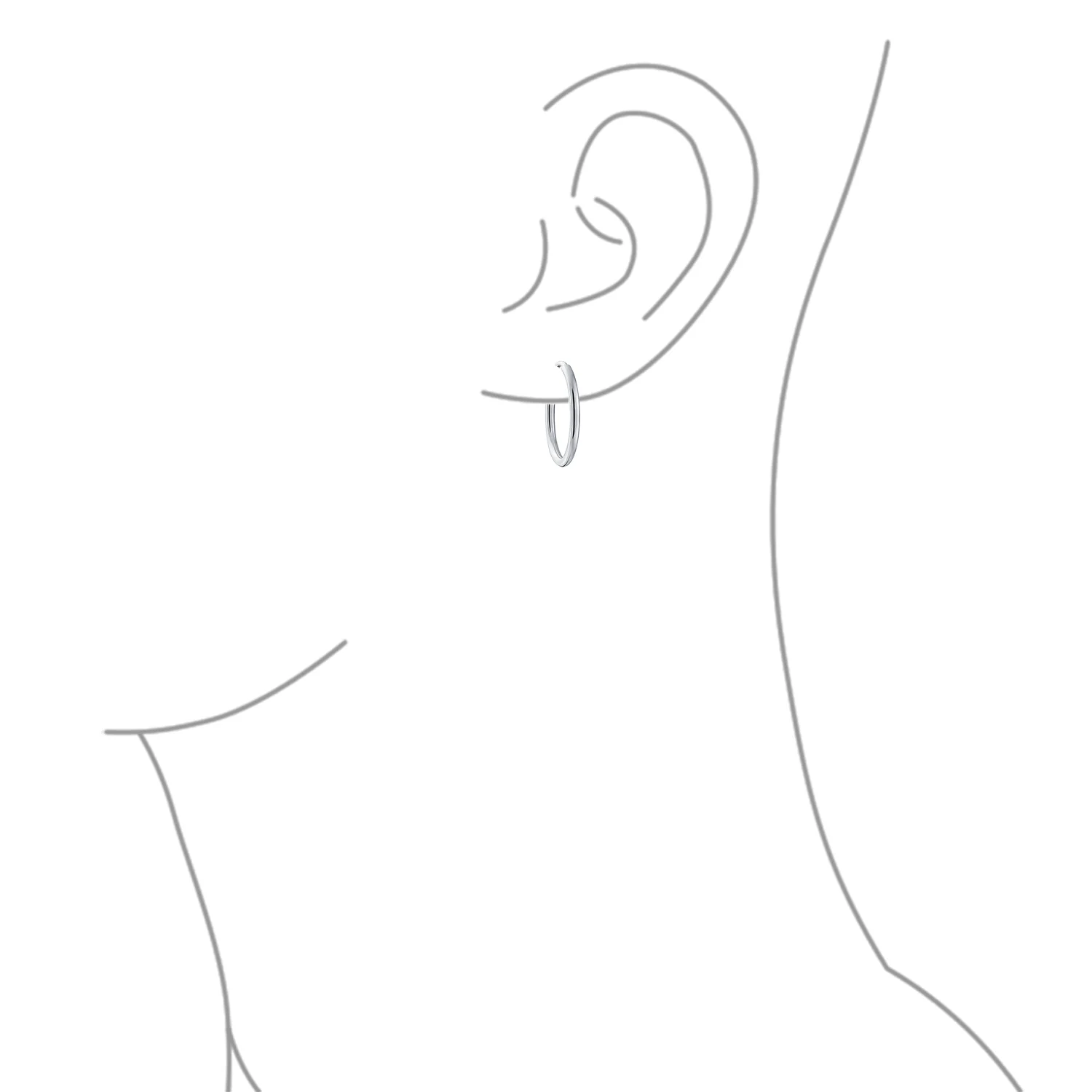 Thin Minimalist Hoop Huggie Earrings Sterling Silver Various Sizes - Image 17