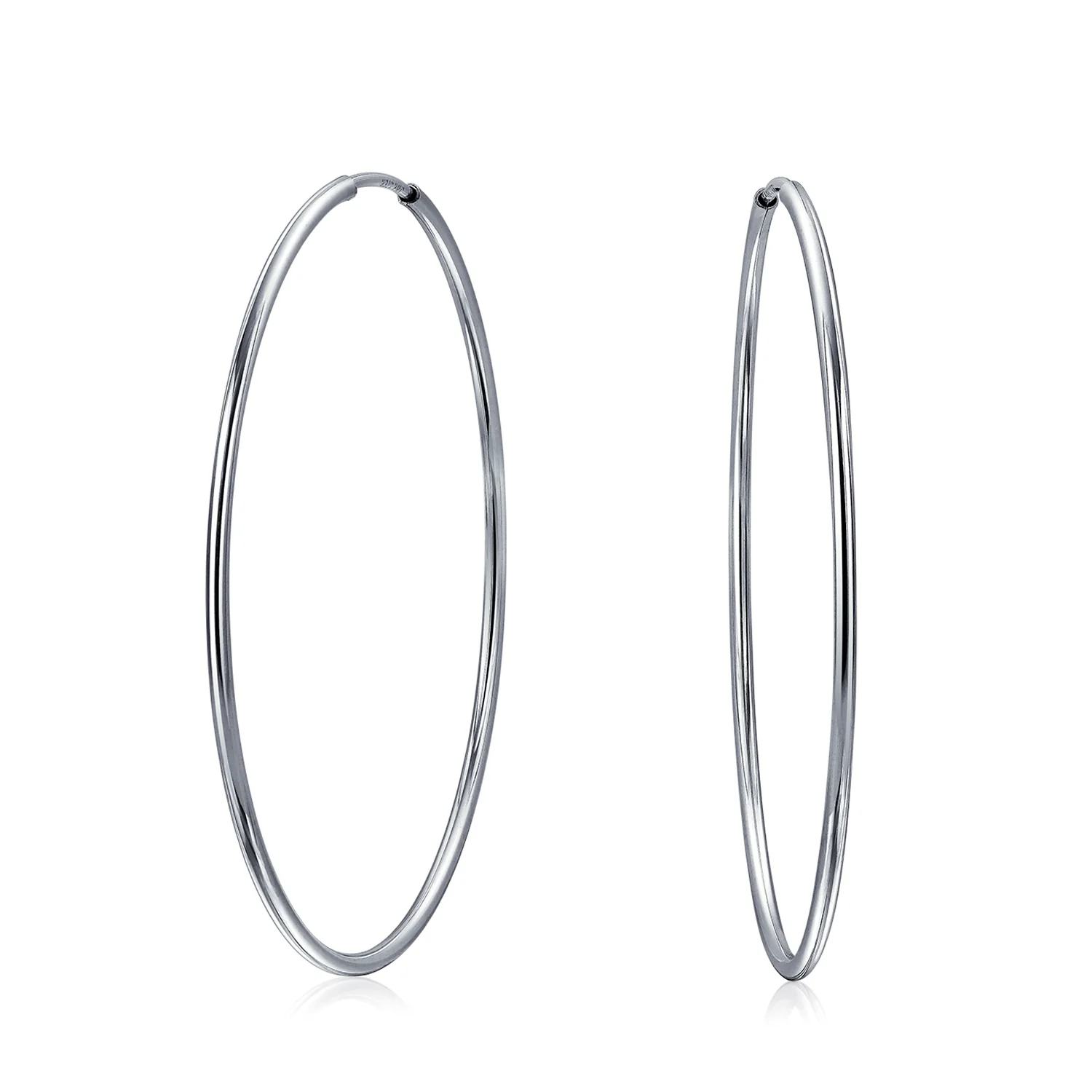 Thin Minimalist Hoop Huggie Earrings Sterling Silver Various Sizes - Image 4
