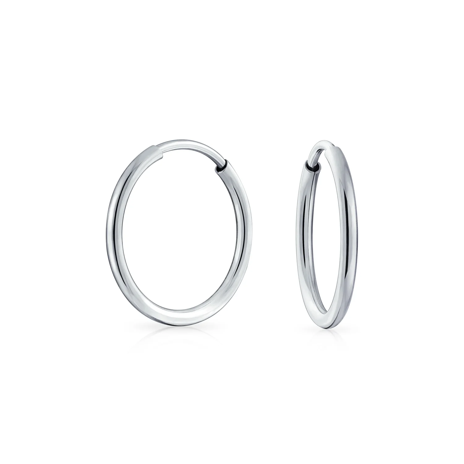 Thin Minimalist Hoop Huggie Earrings Sterling Silver Various Sizes - Image 5