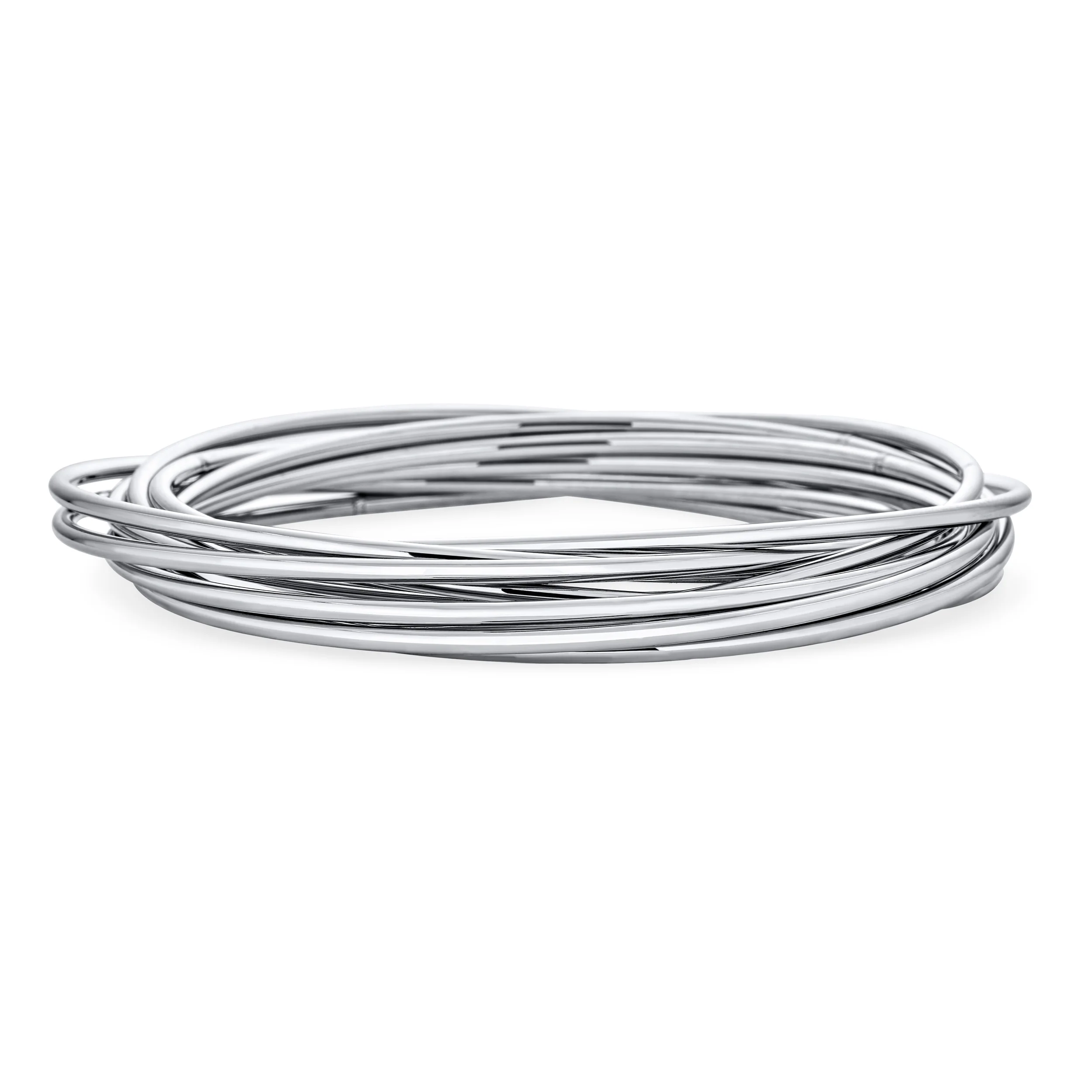 Fashion 10 Twist Interlocking Bangle Bracelets Round Smooth Thin Stainless Steel