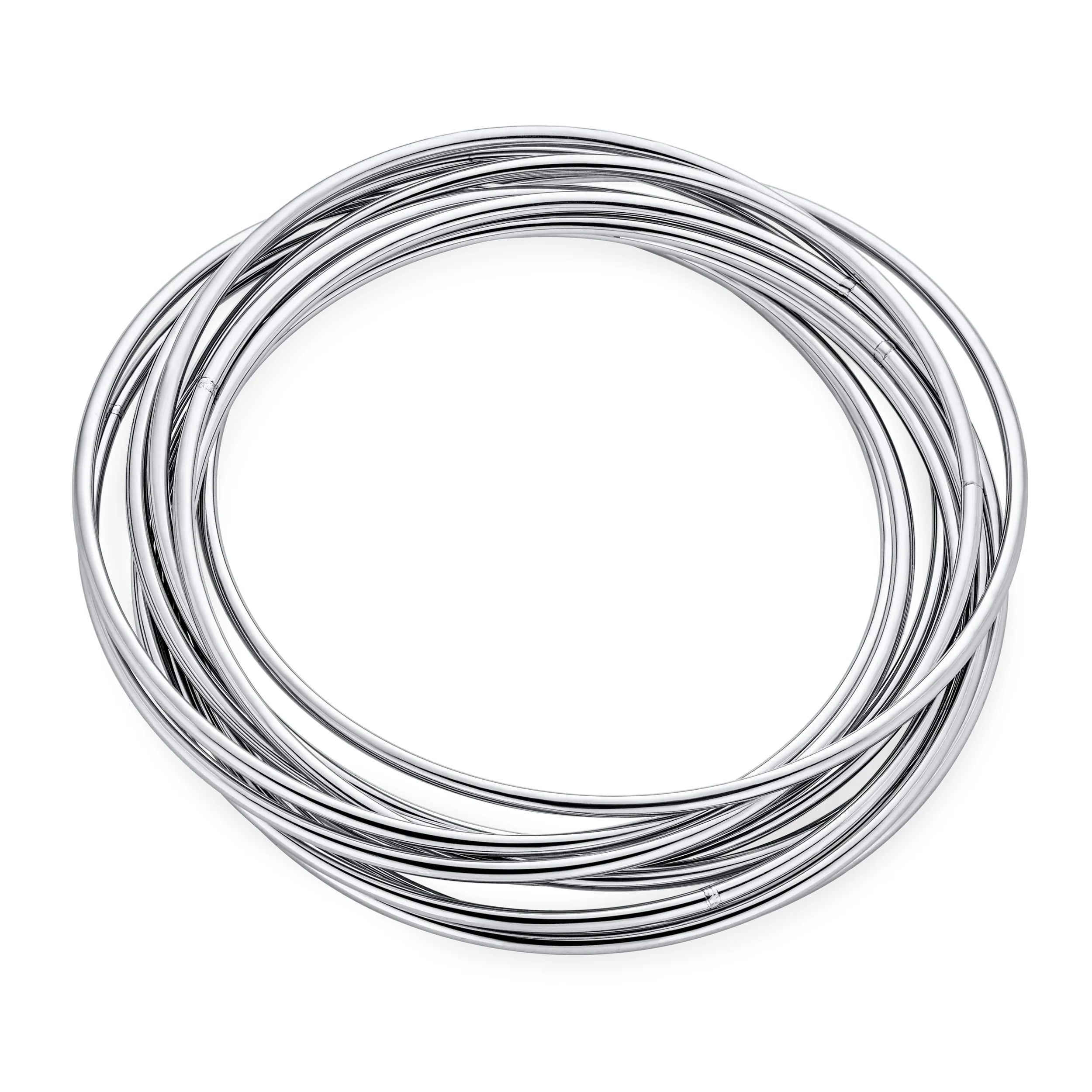 Fashion 10 Twist Interlocking Bangle Bracelets Round Smooth Thin Stainless Steel - Image 2
