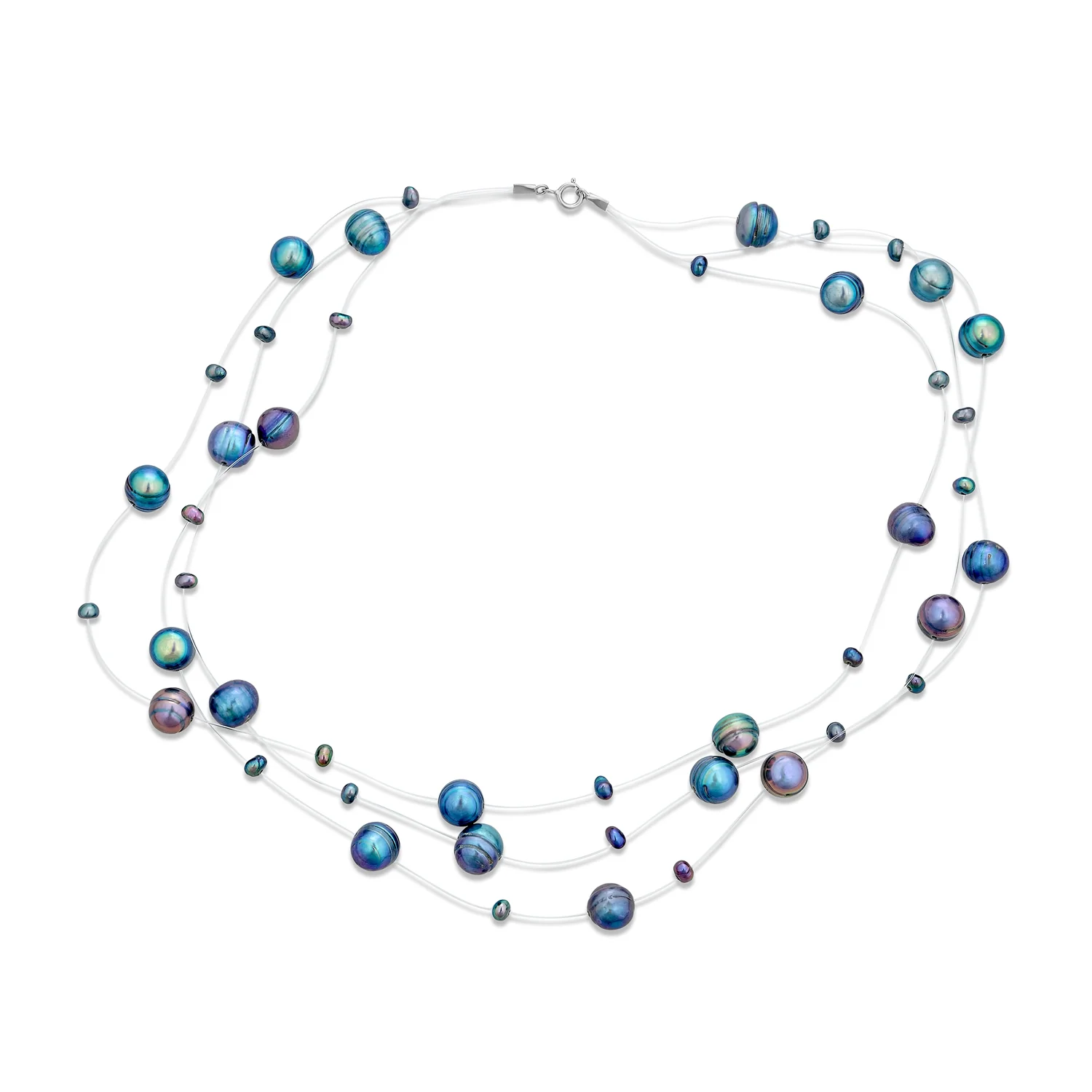 Multi Strand Pearl Illusion Necklace Pink Cream Freshwater Cultured Choker - Image 3