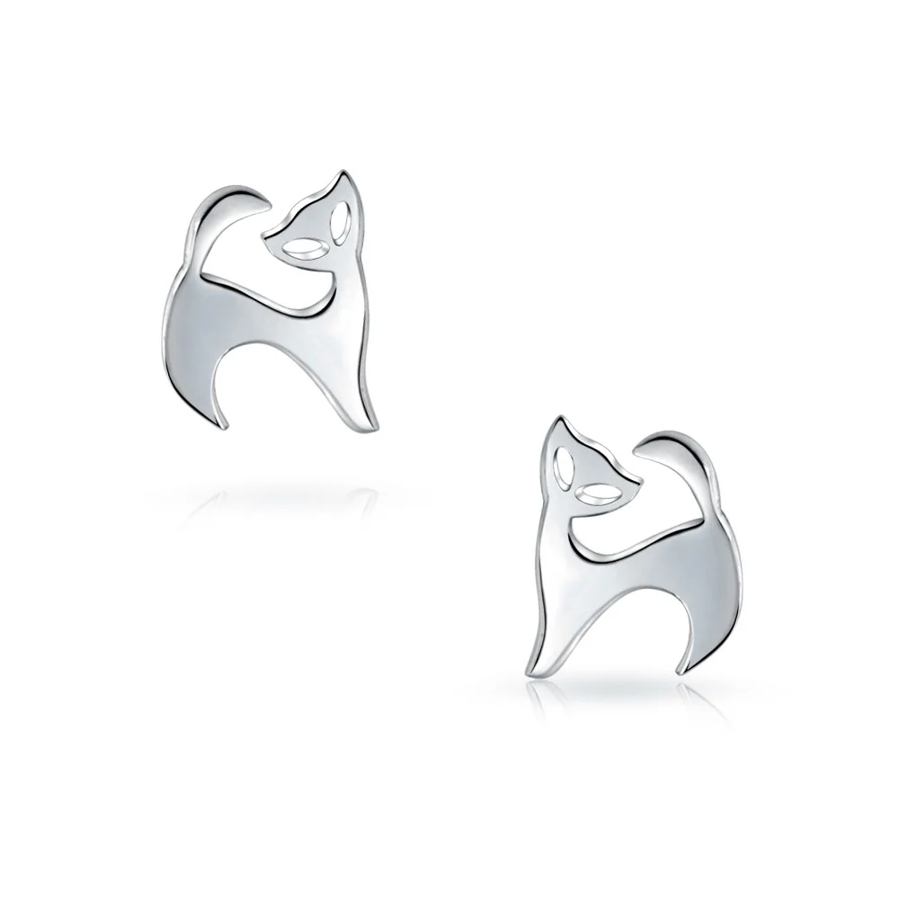 Siamese Cat Stud Earrings in Sterling Silver - Whimsical and Cute Pet Jewelry - Image 2