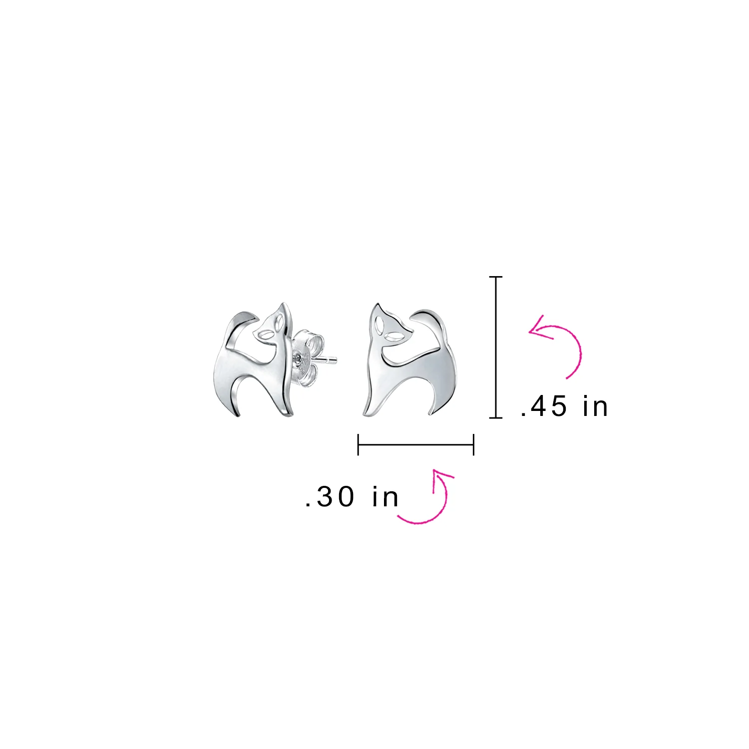 Siamese Cat Stud Earrings in Sterling Silver - Whimsical and Cute Pet Jewelry - Image 4