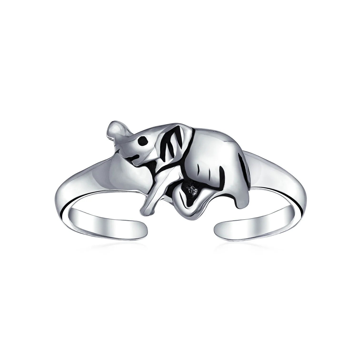Set of 2 Elephant & Spiral Celtic Swirl Midi Toe Ring Oxidized Sterling Silver - Image 3