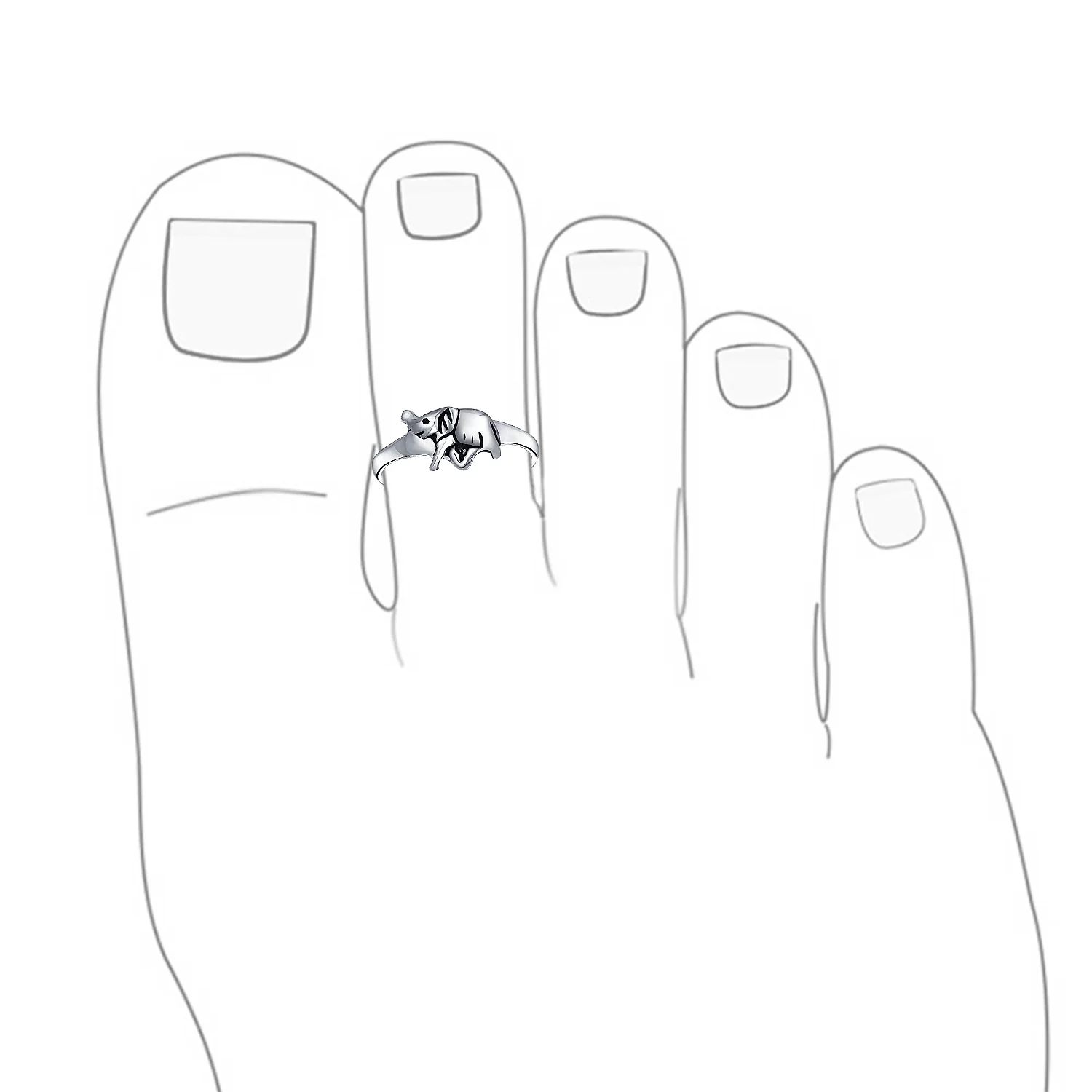 Set of 2 Elephant & Spiral Celtic Swirl Midi Toe Ring Oxidized Sterling Silver - Image 5