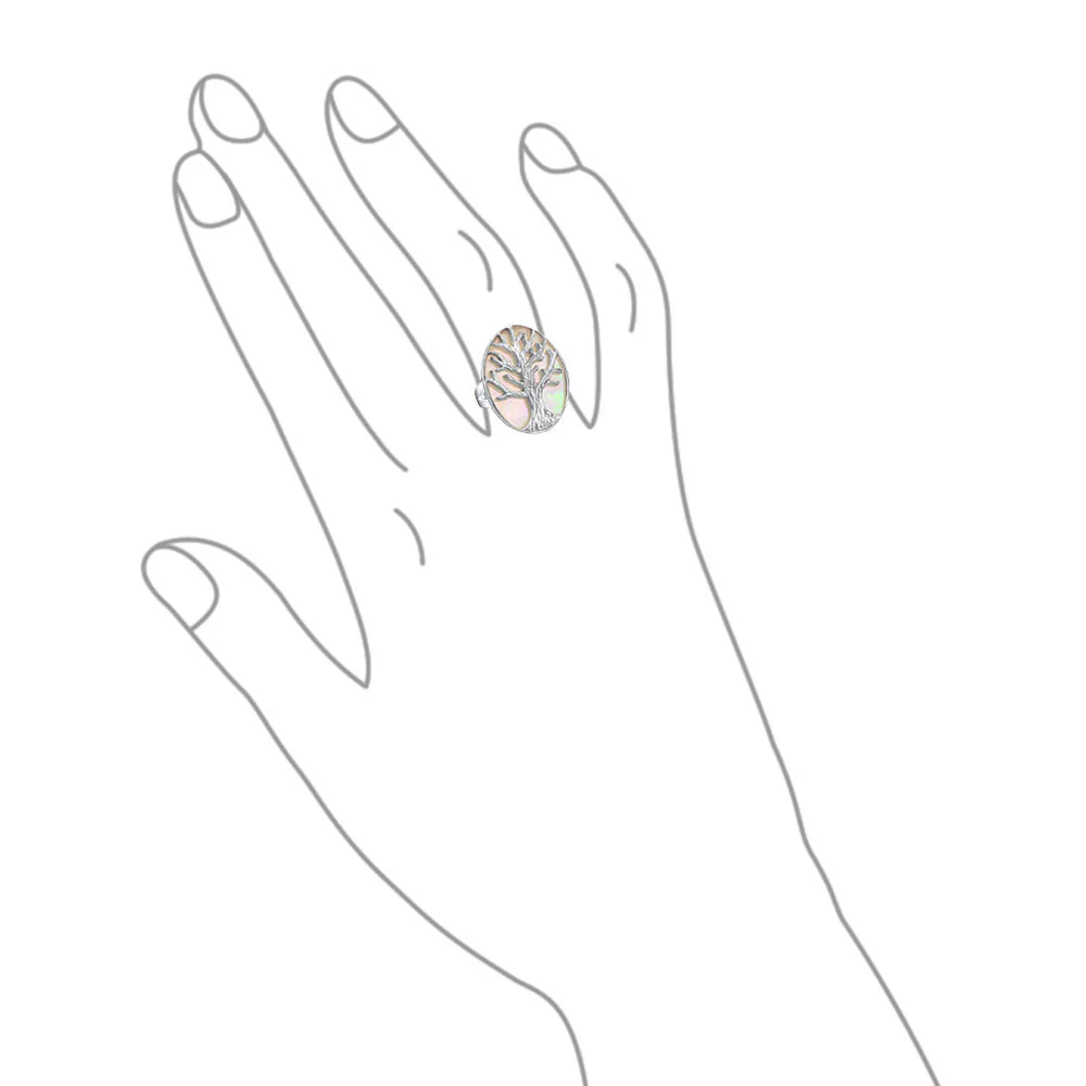Oval Rainbow Abalone Family Wishing Tree Of Life Statement Ring .925 Sterling Silver - Image 12