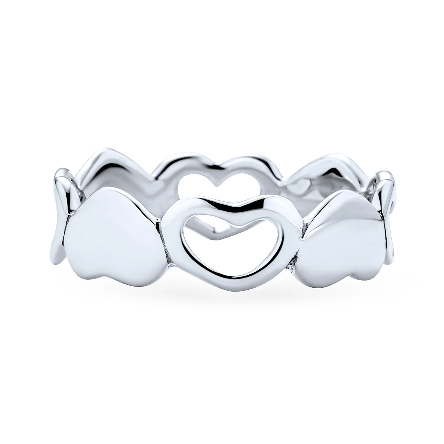 Silver Ring: BFF Friendship Open Heart Eternity Band Promise Ring in Sterling - Image 2